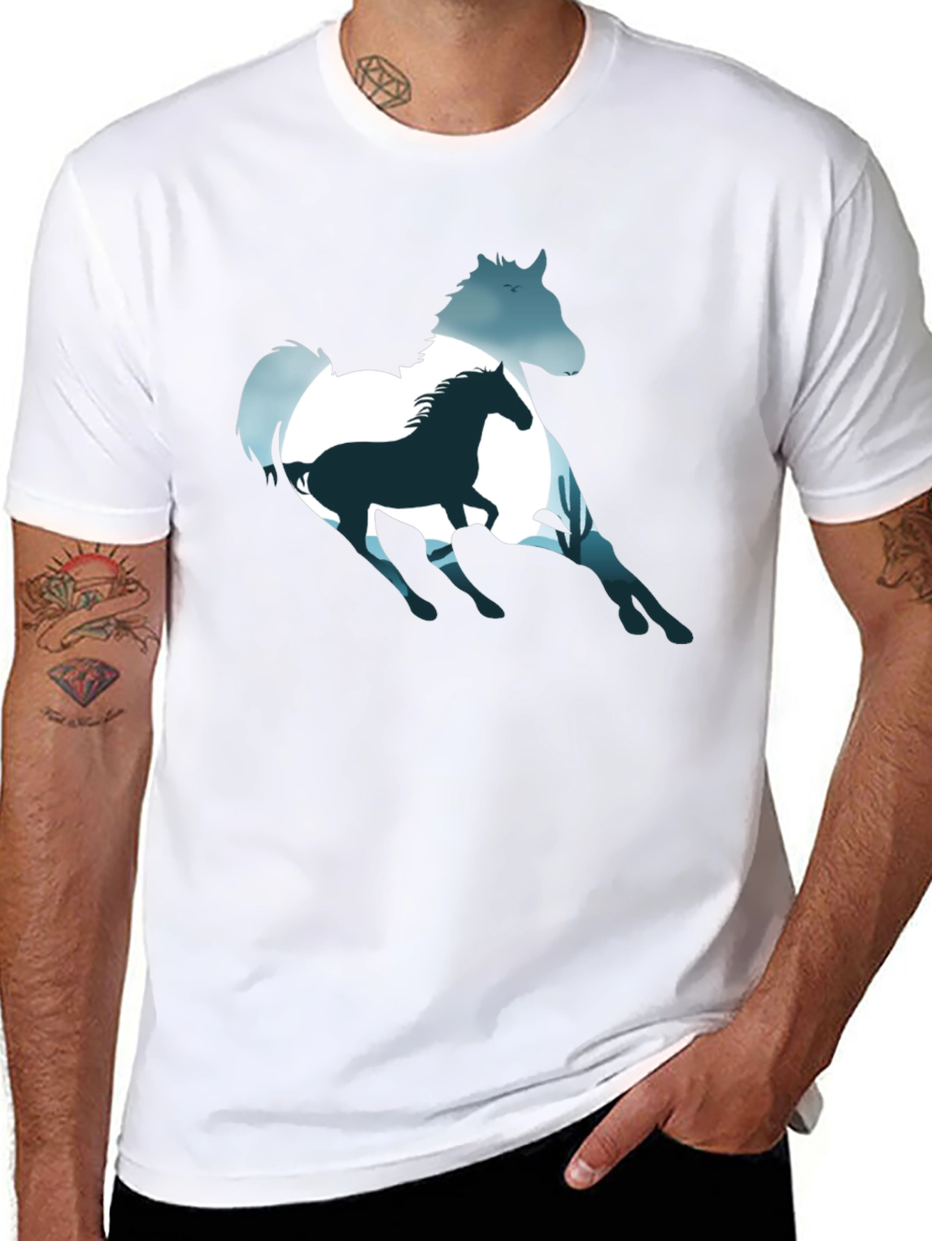 Black Horse Silhouette Graphic Tee - Black view 8