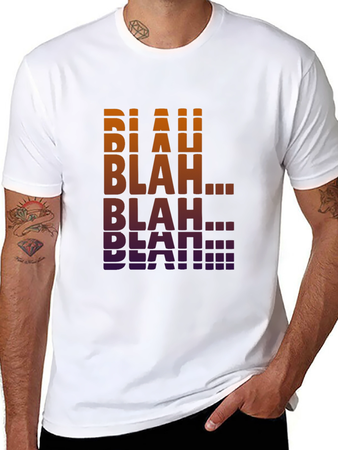 Black Blah Funky Graphic Tee - Gradient Text T-Shirt view 8