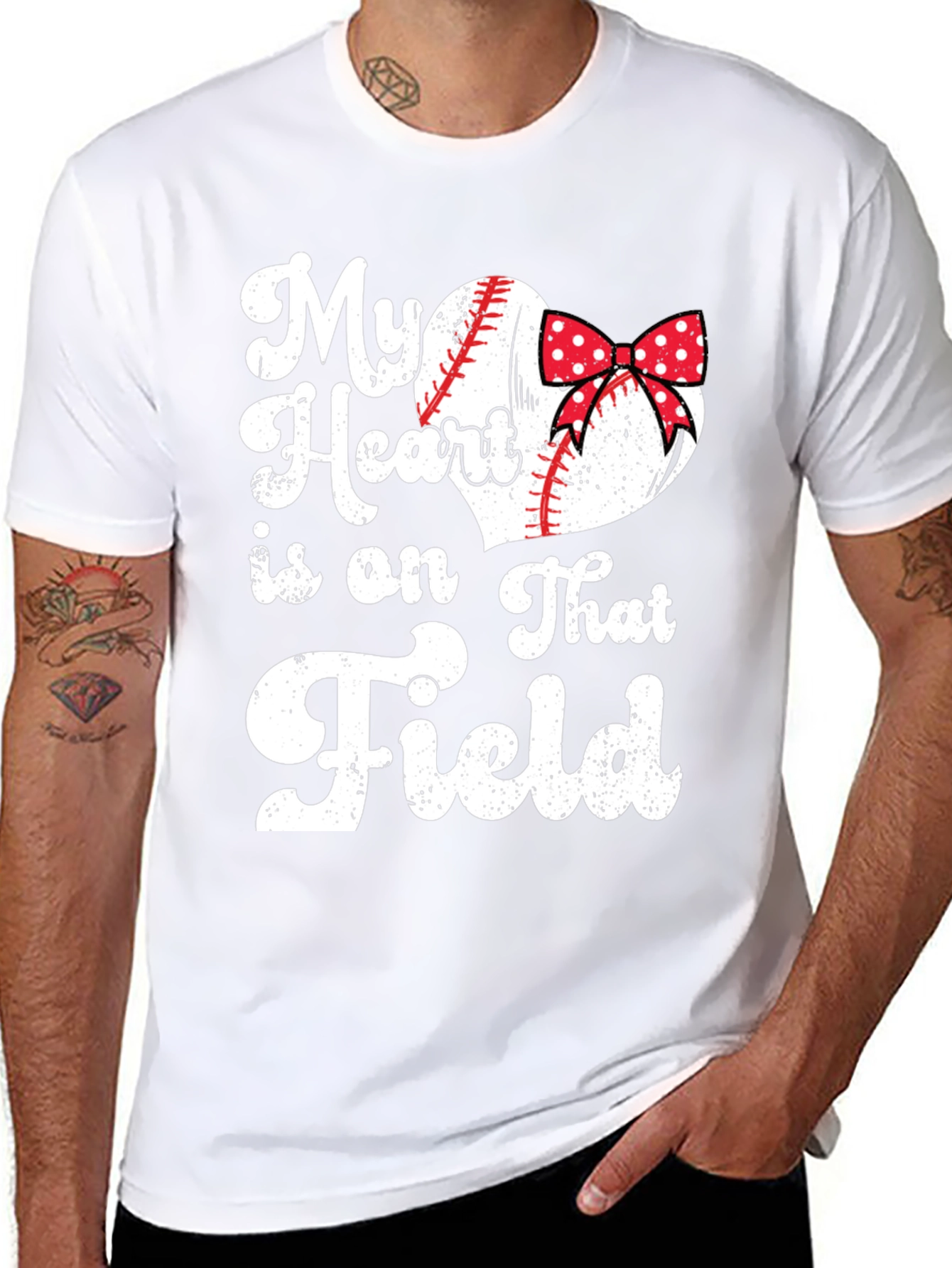Black Baseball Mom Heart Field T-Shirt view 8