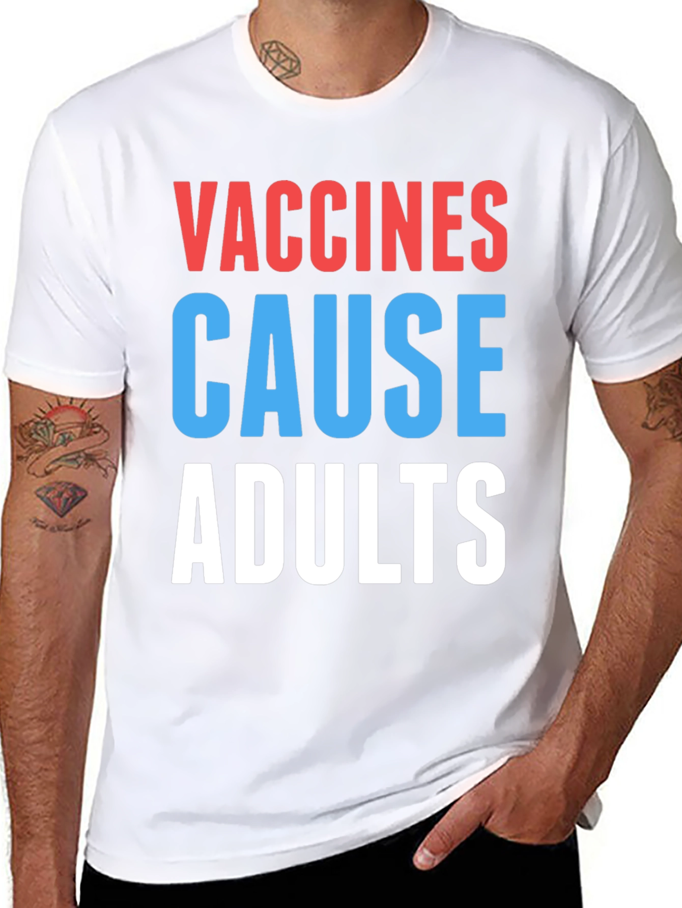 Black Vaccines Cause Adults Graphic Tee - Humorous Slogan view 8