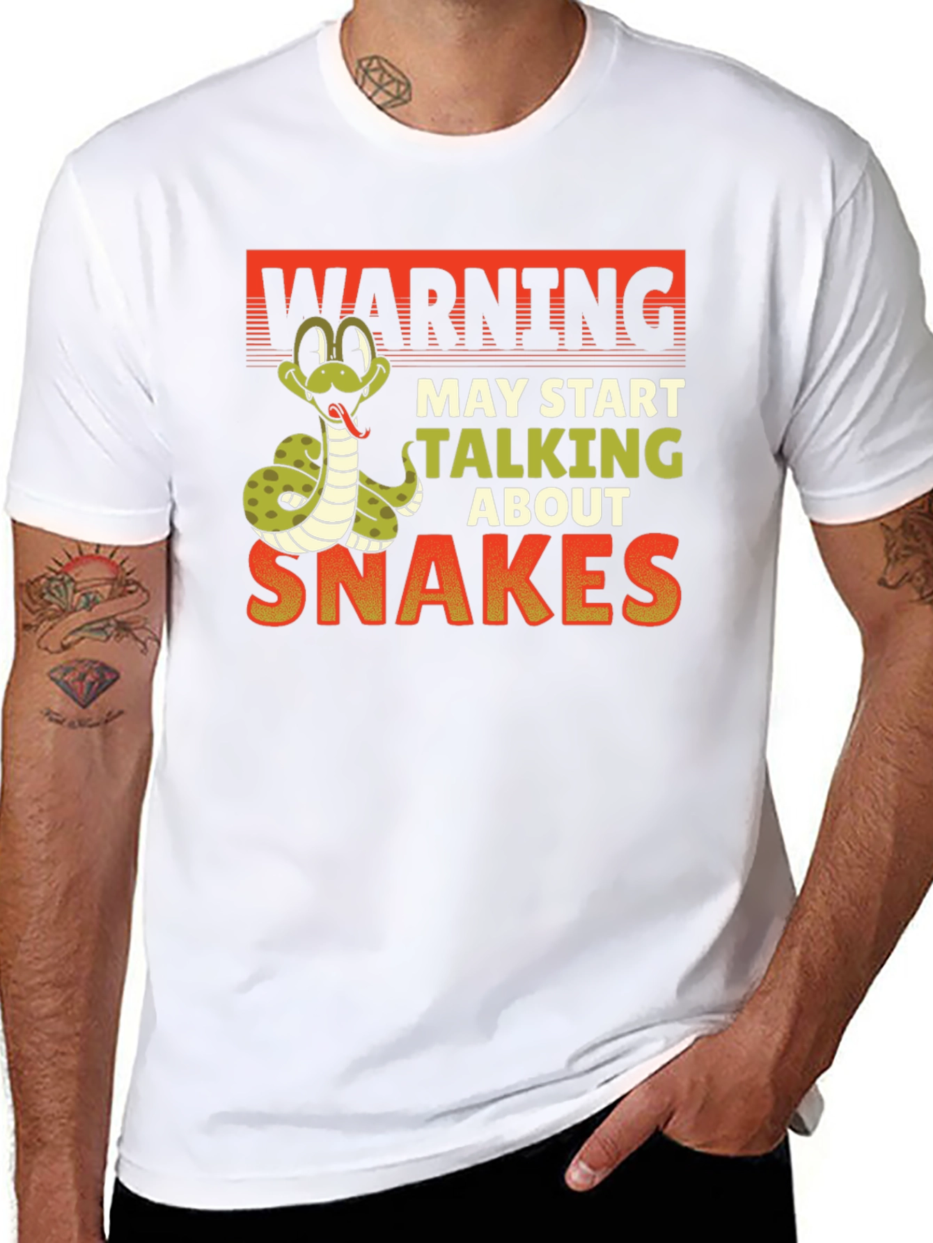 Black Warning May Start Talking About Snakes T-Shirt view 8