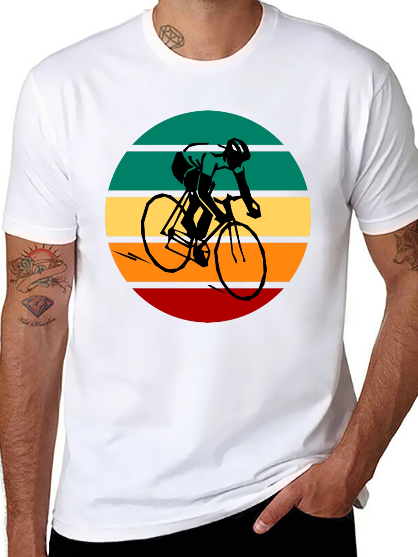 Black Retro Cycling Graphic Tee - Black Cotton Blend view 8