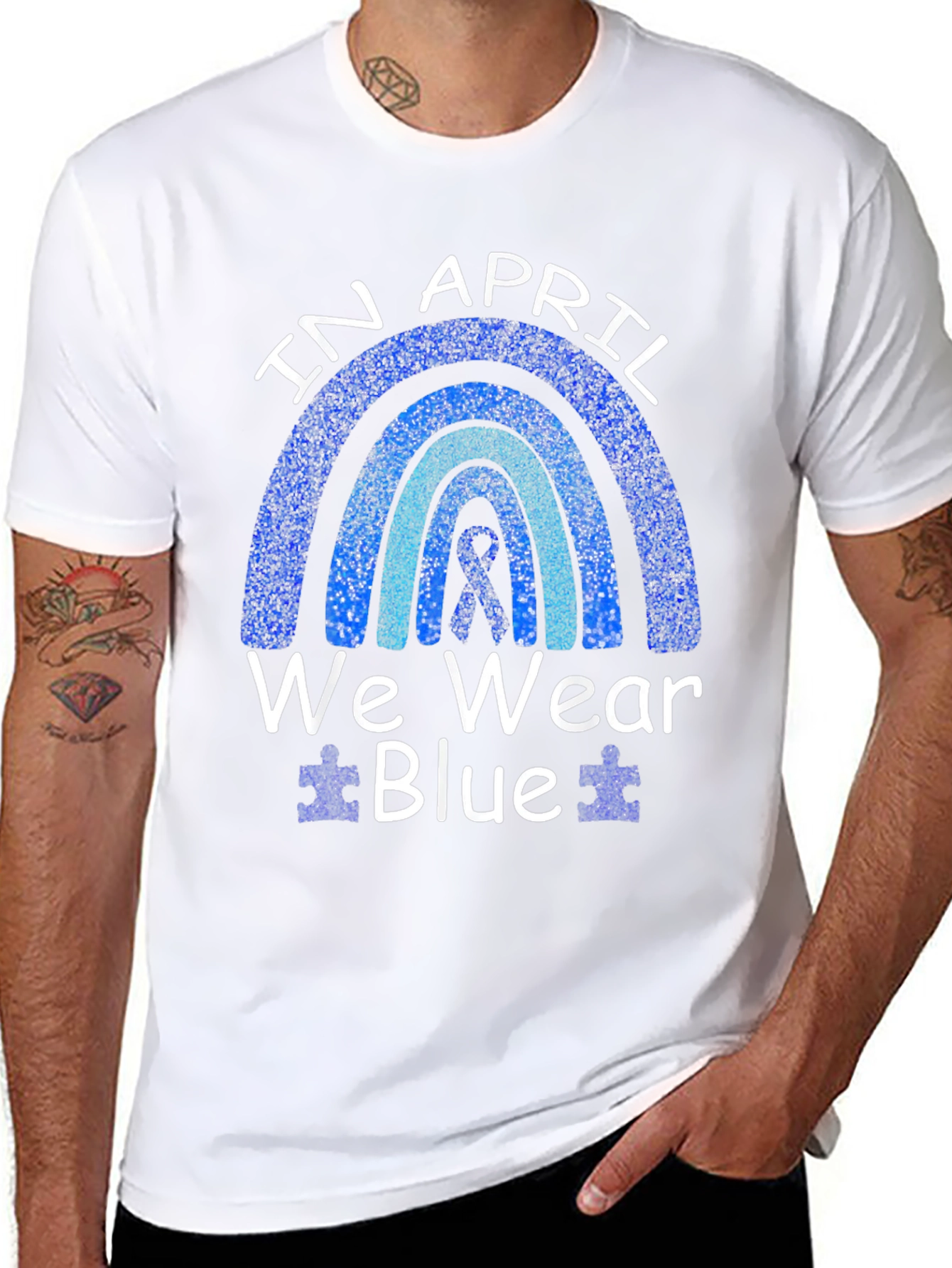 Black April Autism Awareness T-Shirt - We Wear Blue view 8