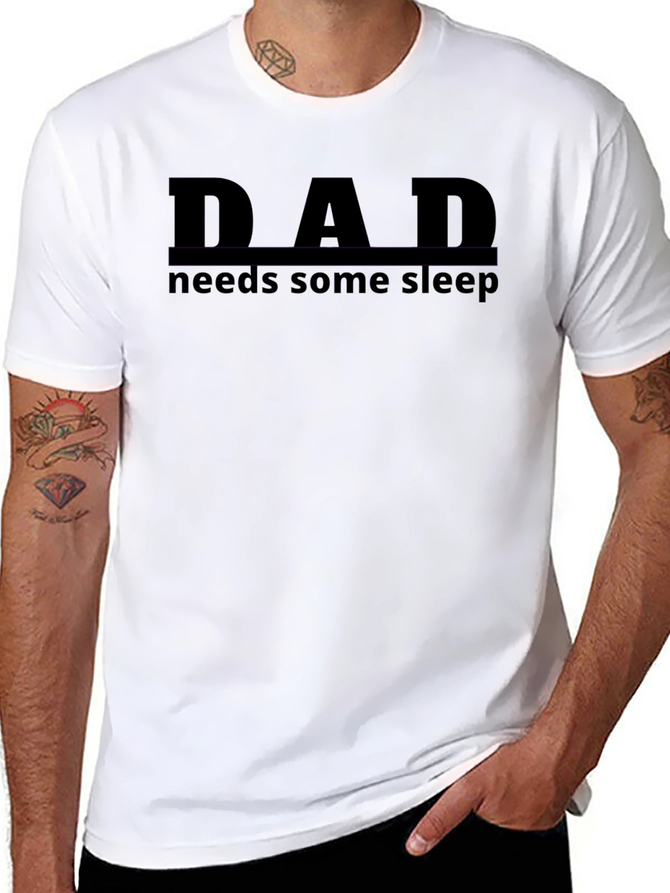 Black Dad Needs Sleep Black T-Shirt view 8