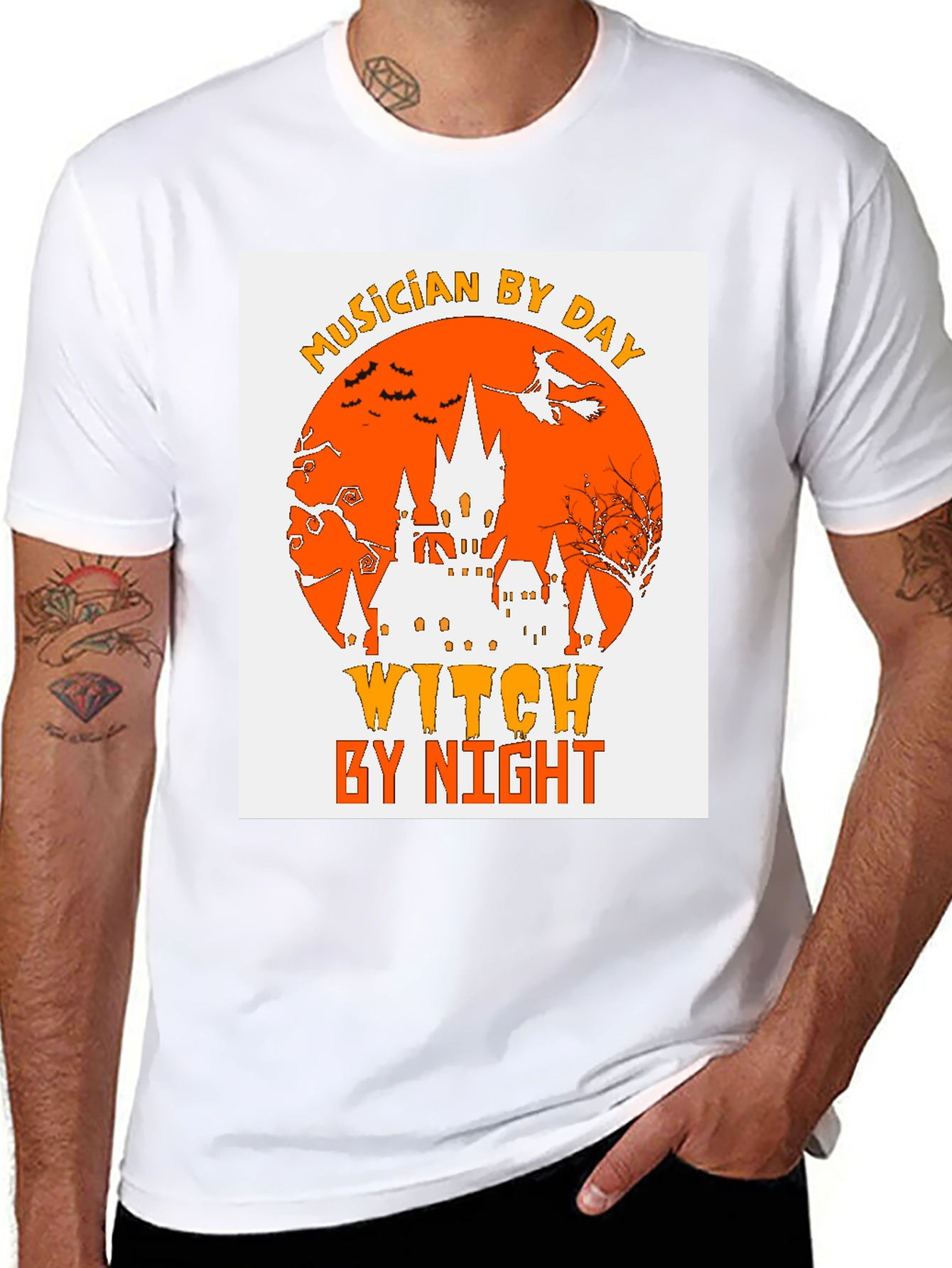 Black Musician by Day, Witch by Night Halloween T-Shirt view 8