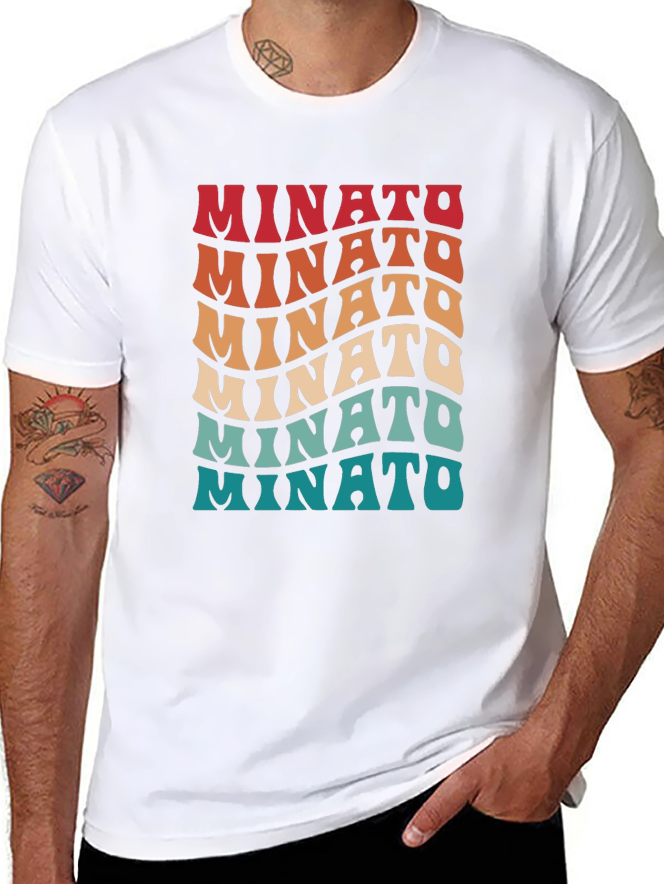 Black Retro Minato Wave Text Graphic Tee view 8