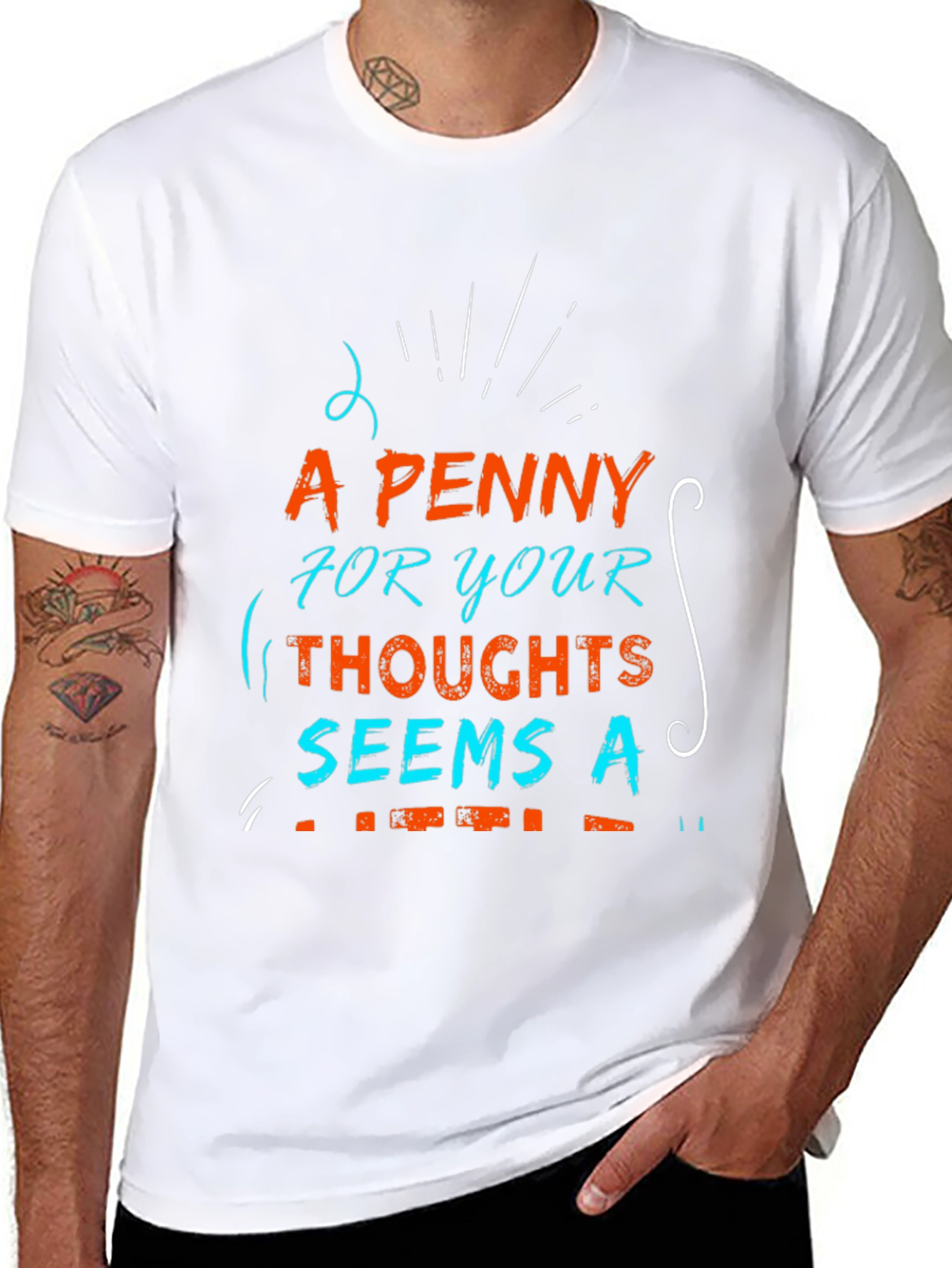 Black A Penny for Your Thoughts Graphic T-Shirt view 8