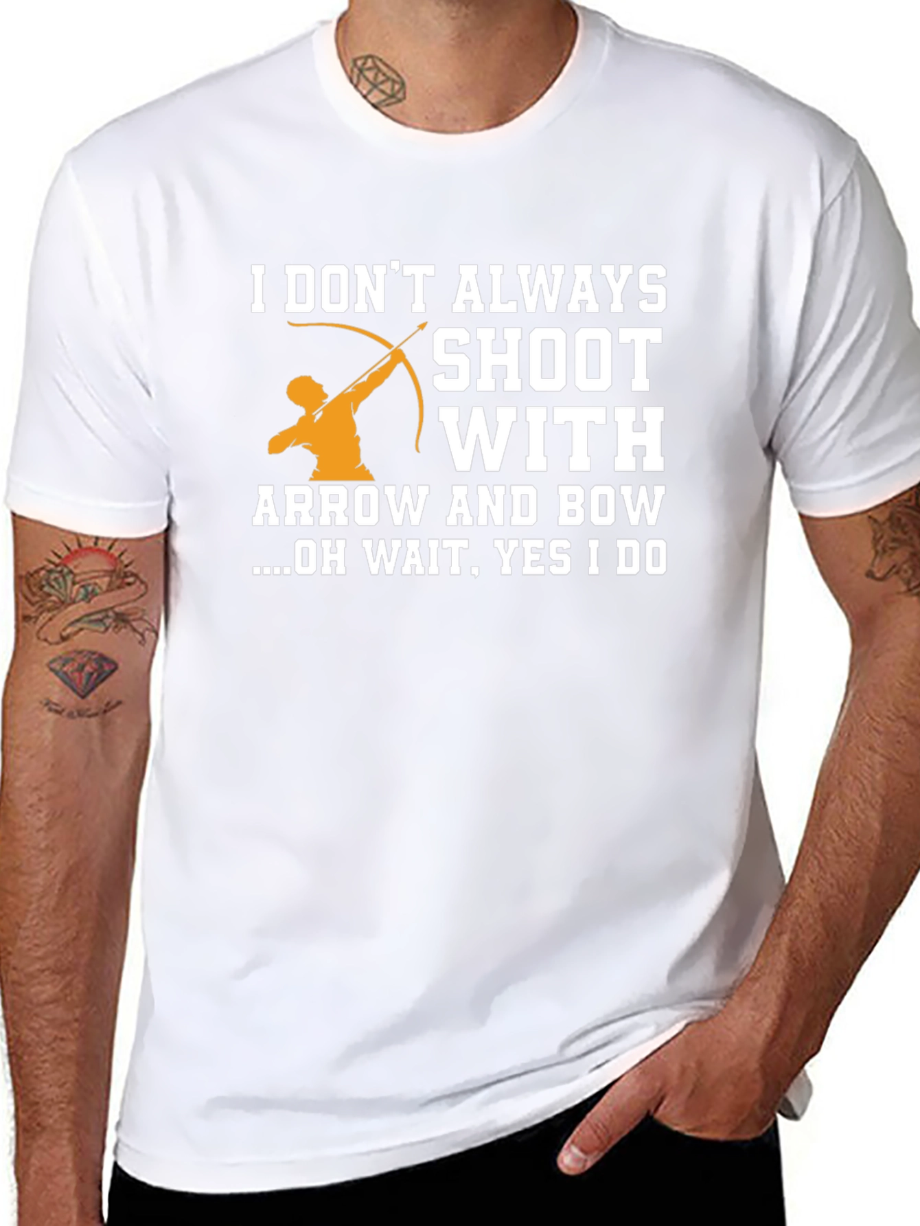 Black Archery Humor T-Shirt - I Shoot With Arrow and Bow view 8