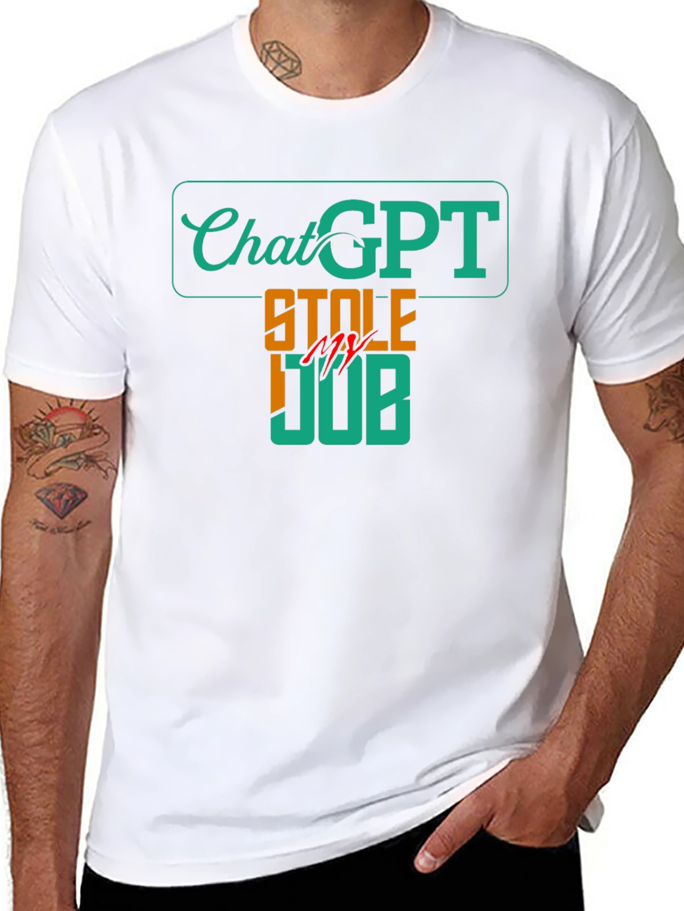 Black ChatGPT Stole My Job Funny T-Shirt view 8
