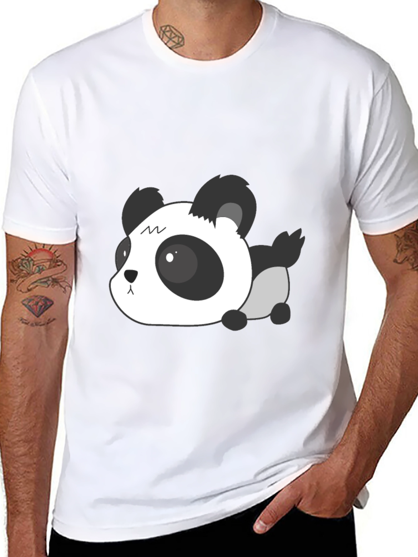 Black Cute Panda Graphic Tee - Soft Black T-Shirt view 8