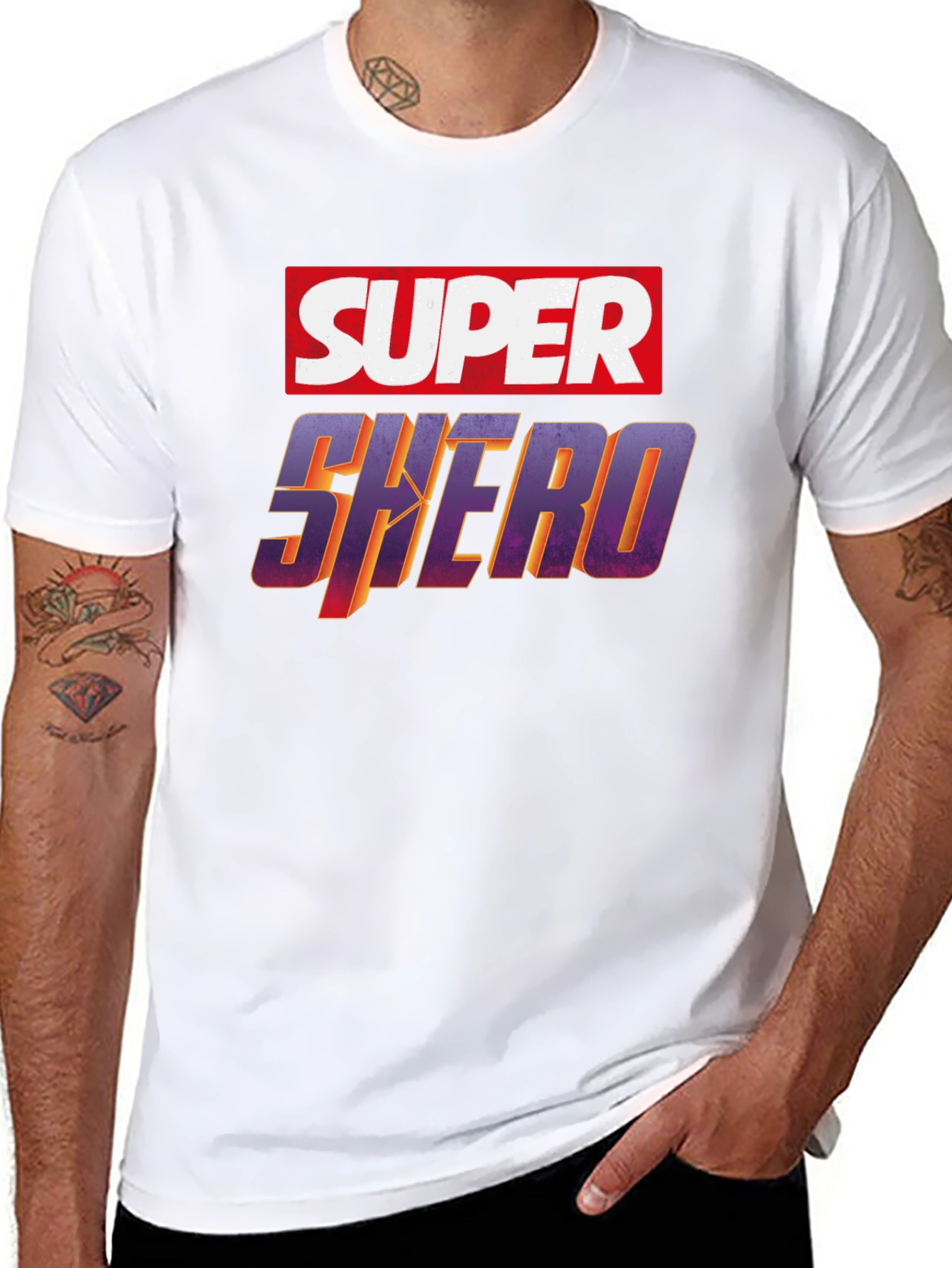 Black Super Shero Graphic Tee - Black Unisex T-Shirt view 8