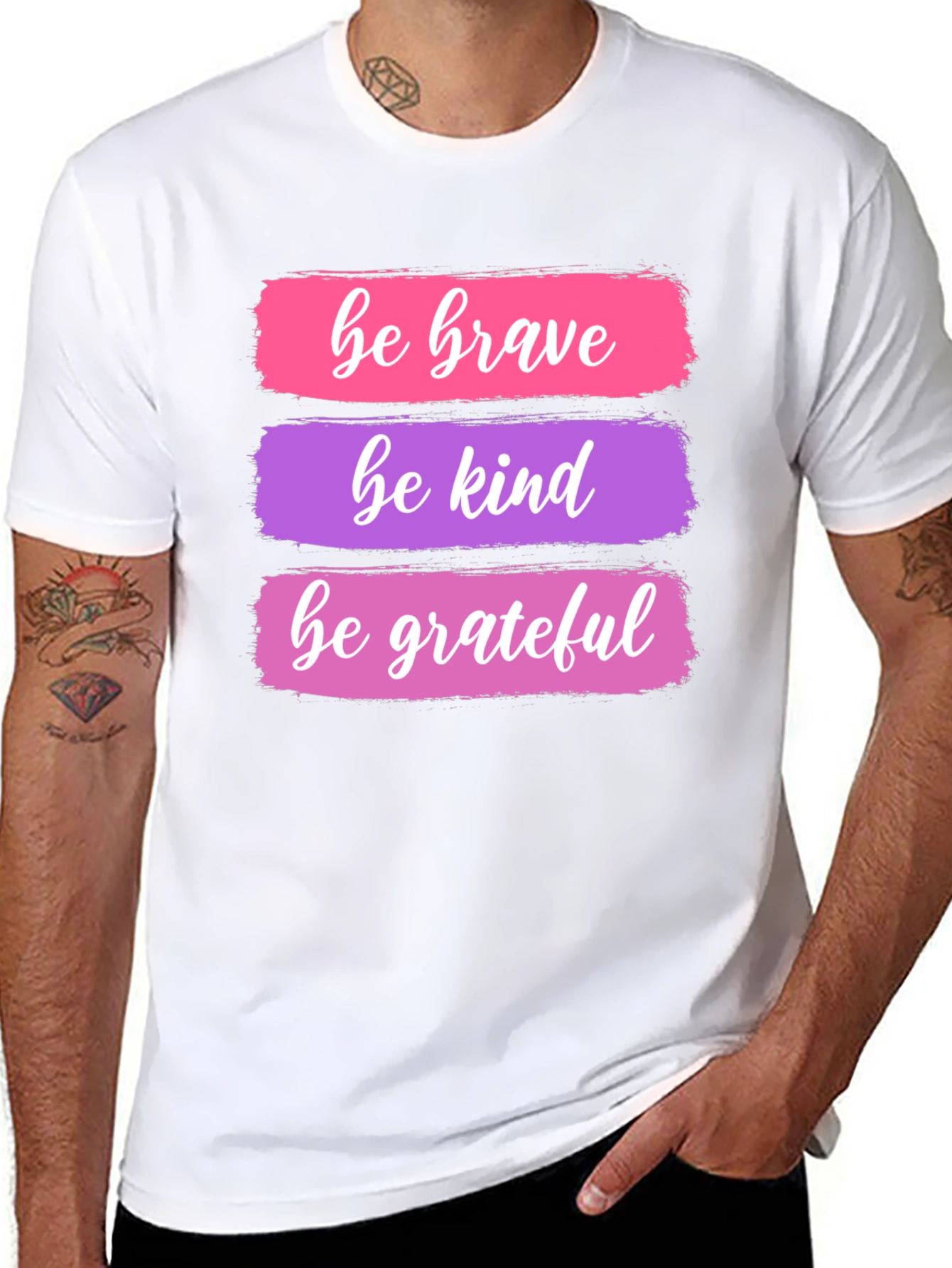 Black Be Brave, Kind, Grateful T-Shirt view 8