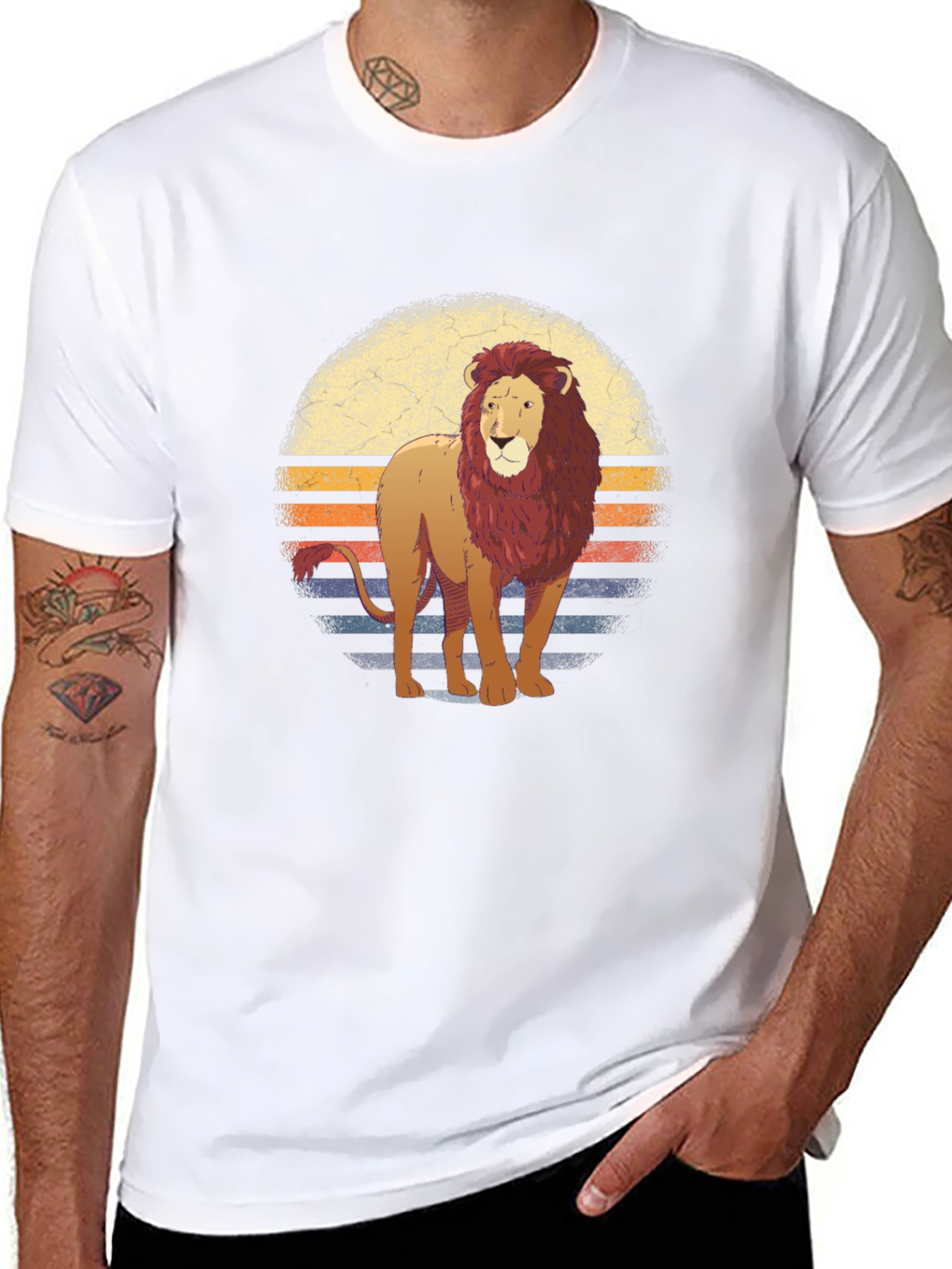 Black Lion Sunset Graphic T-Shirt view 8