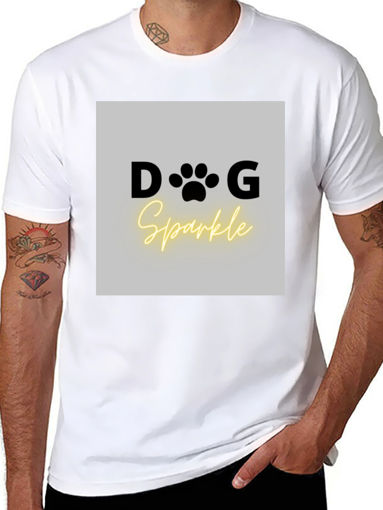 Black Dog Sparkle Graphic Tee - Unisex Black T-Shirt view 8