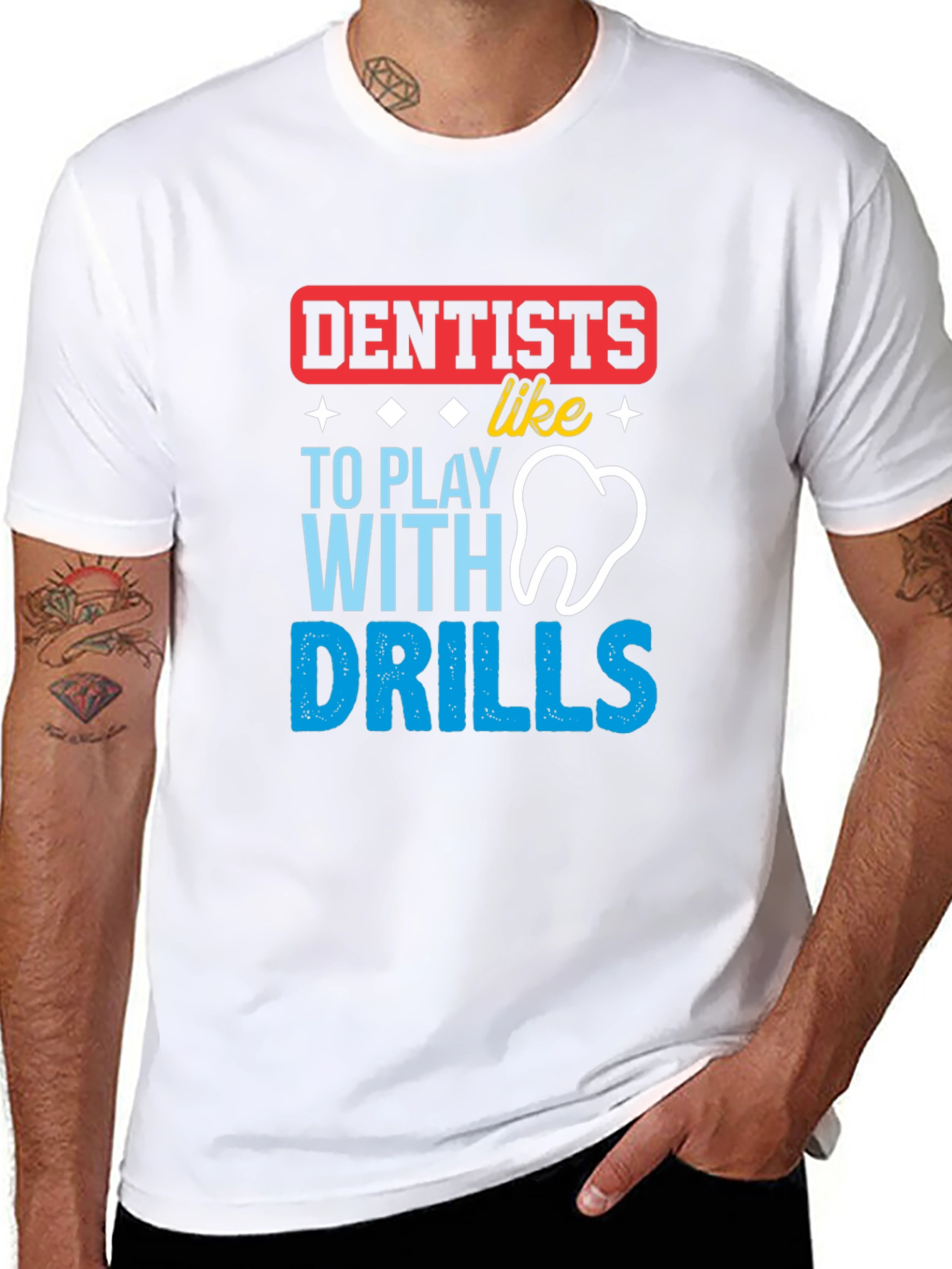 Black Dentist Humor T-Shirt: Drills & Teeth! view 8