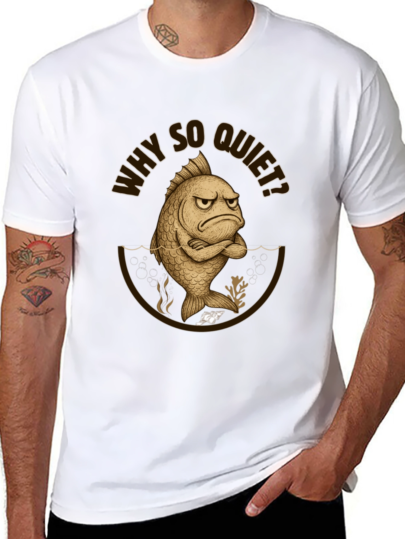 Black Why So Quiet Fish T-Shirt view 8