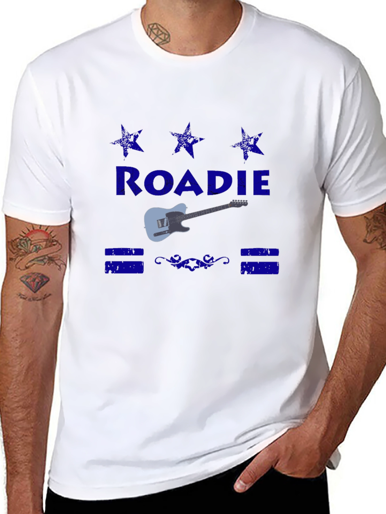 Black Roadie Guitar T-Shirt - Classic Crew Neck Tee view 8