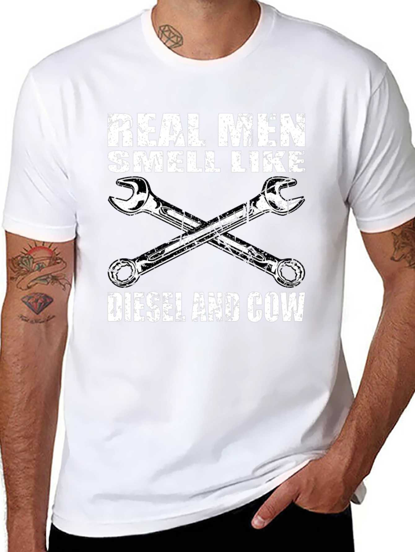 Black Real Men Diesel & Cow T-Shirt view 8
