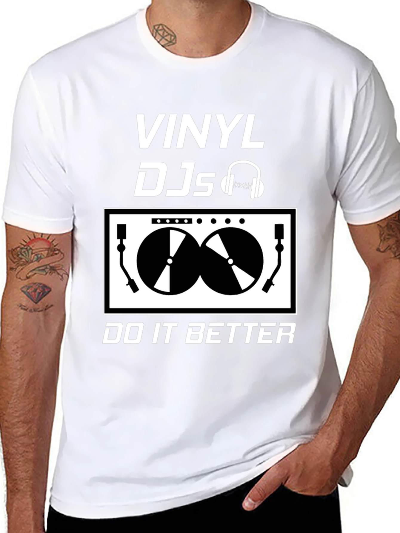 Black Vinyl DJs Do It Better Graphic T-Shirt view 8