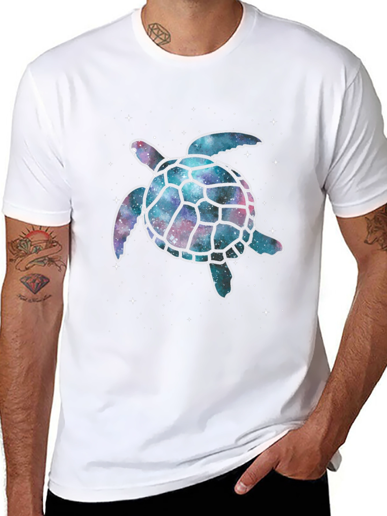 Black Cosmic Turtle Graphic T-Shirt - Black view 8