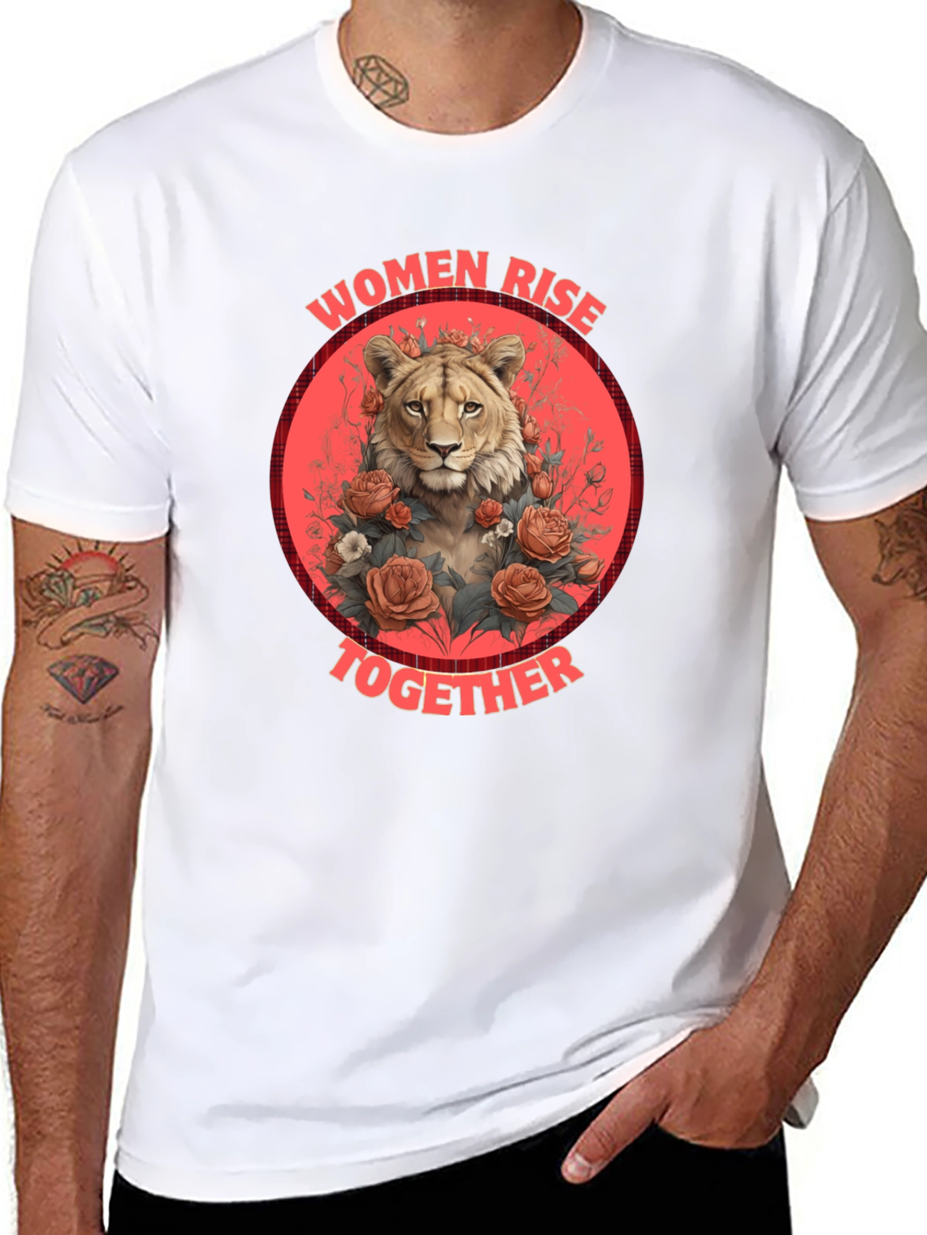 Black Women Rise Together Lion T-Shirt view 8
