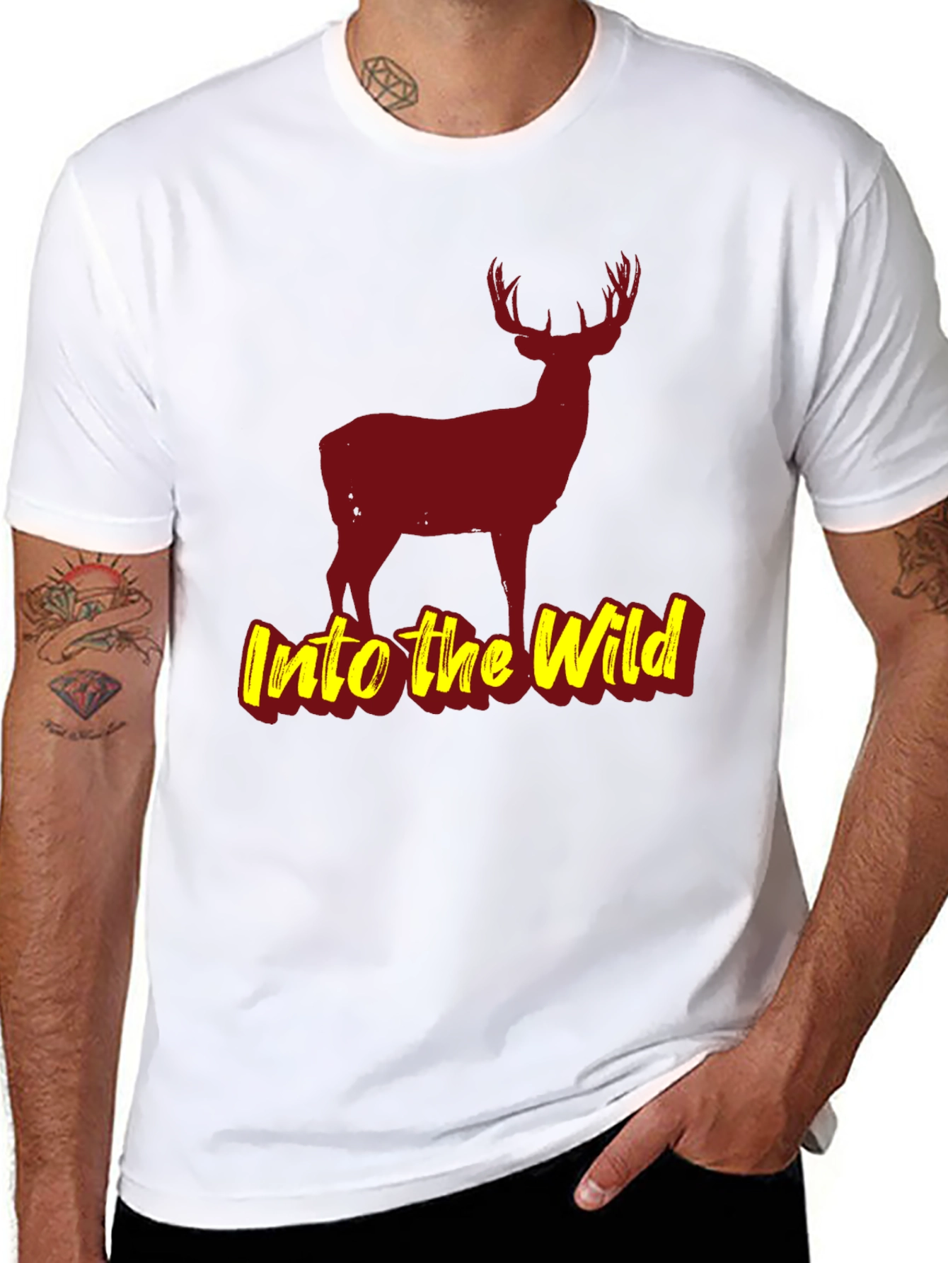 Black Into the Wild Black Deer Graphic T-Shirt view 8