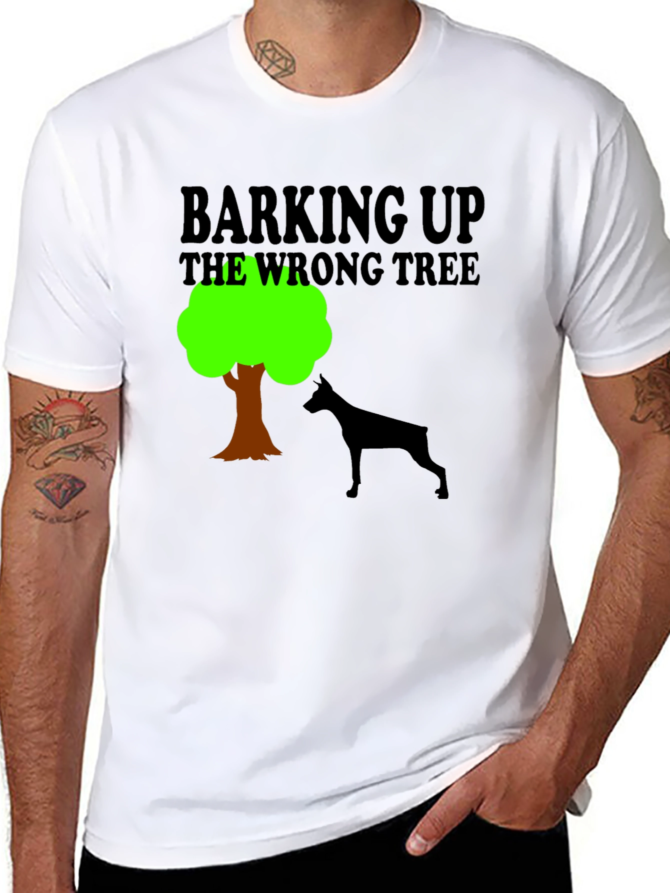 Black Barking Up the Wrong Tree Graphic Tee view 8