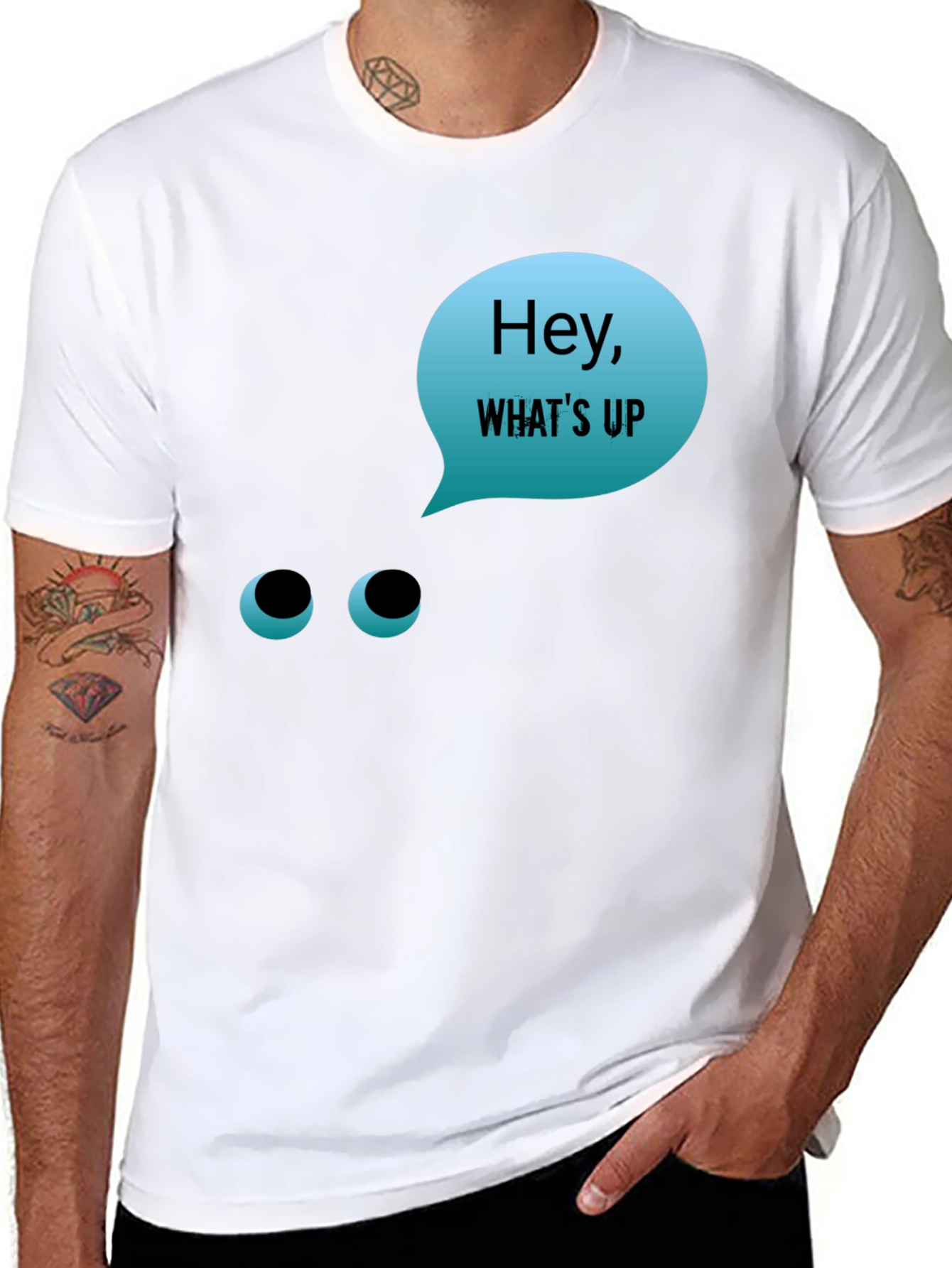 Black Hey What's Up T-Shirt - Funny Graphic Tee view 8