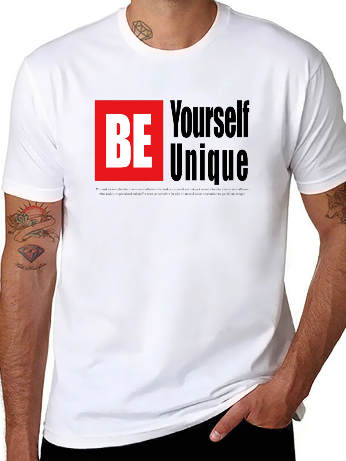 Black Be Yourself Unique Graphic Tee - Black view 8