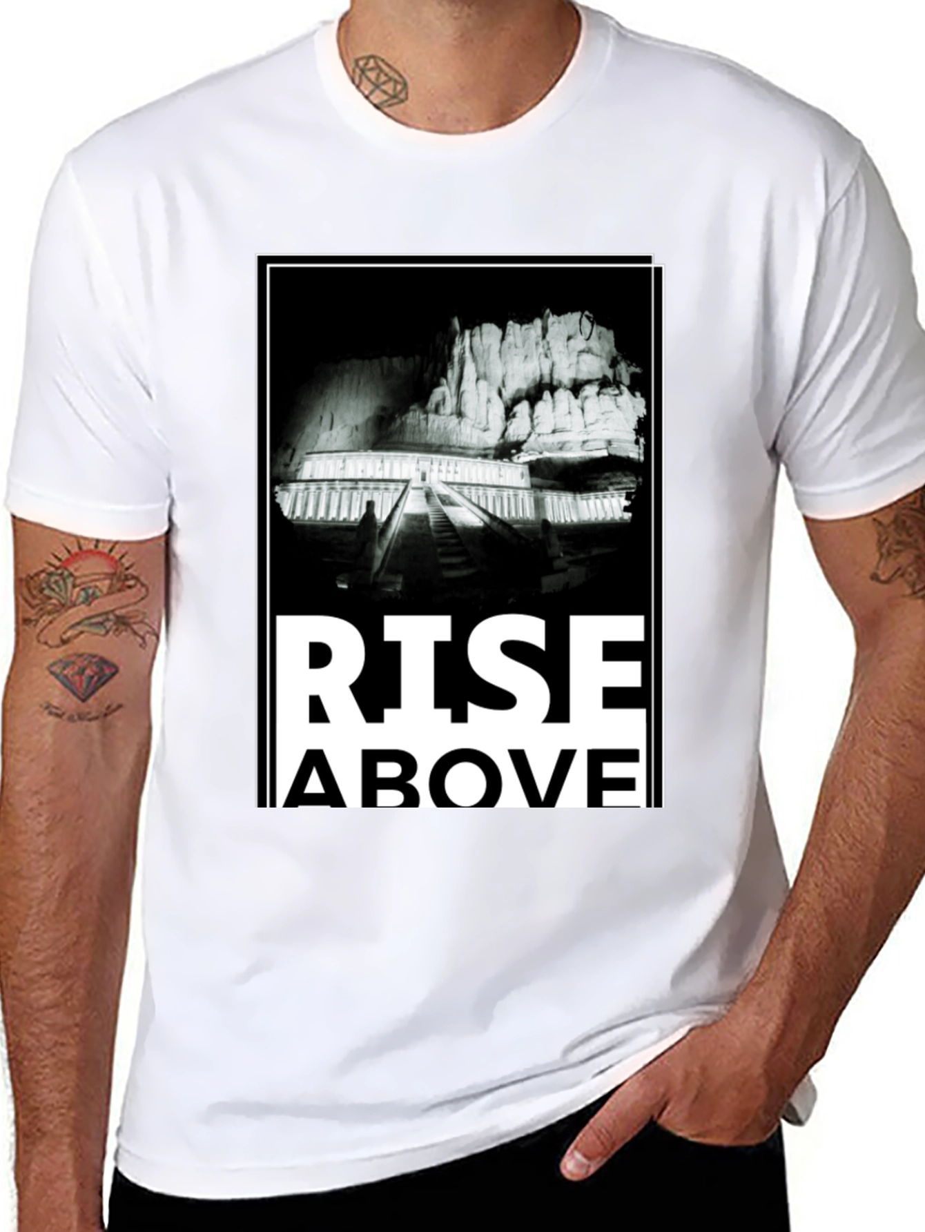 Black Rise Above Graphic Tee - Men's Black T-Shirt view 8