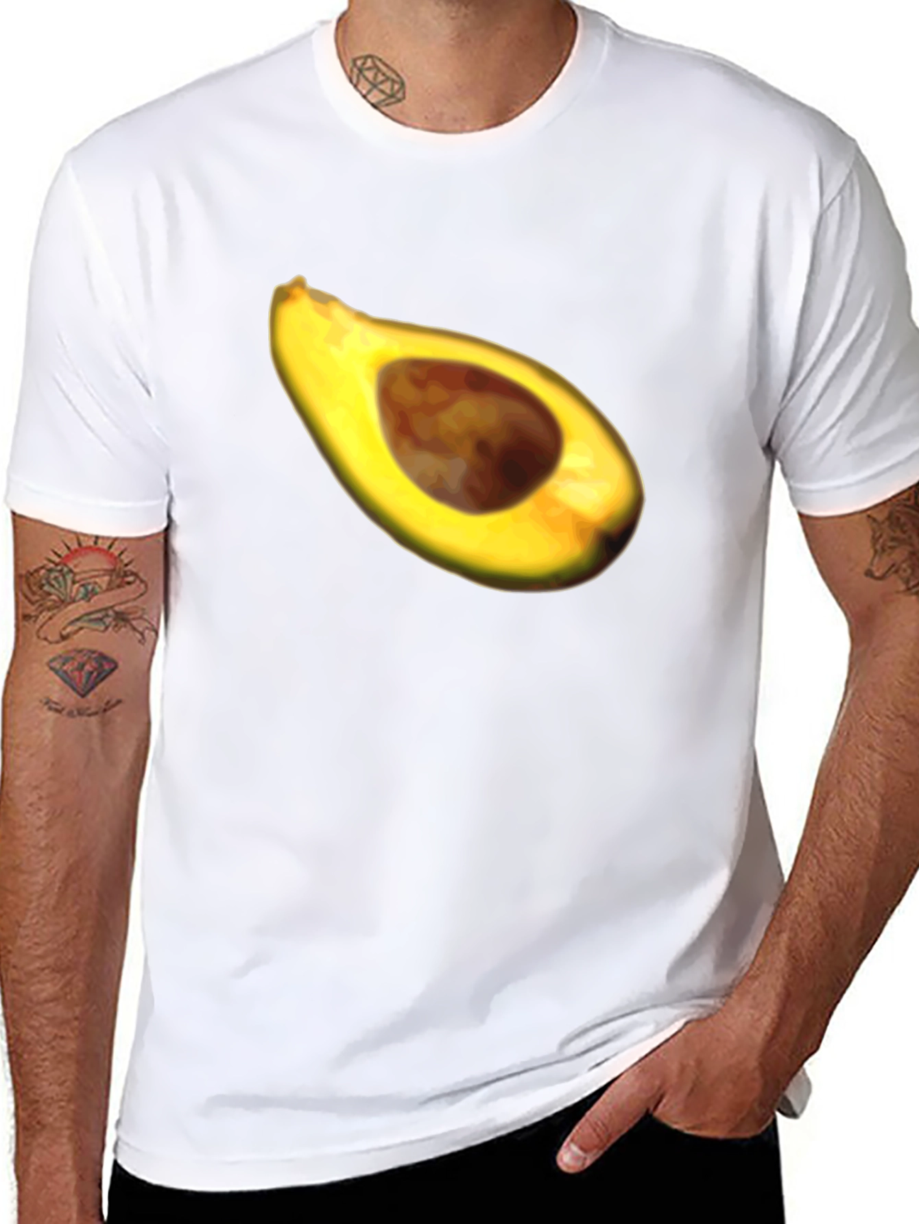 Black Avocado Slice Graphic Tee - Casual Black T-Shirt view 8