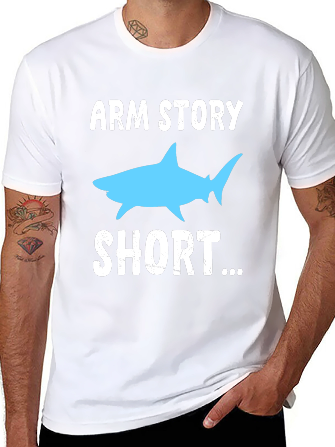 Black Arm Story Short Shark Graphic T-Shirt view 8