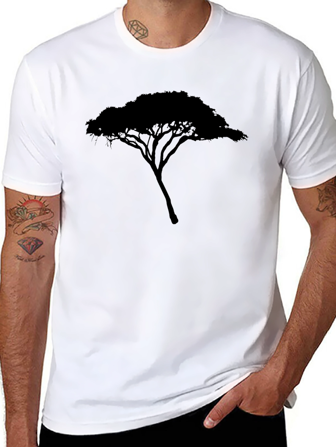 Black Tree Silhouette Graphic Tee - Black Casual Shirt view 8