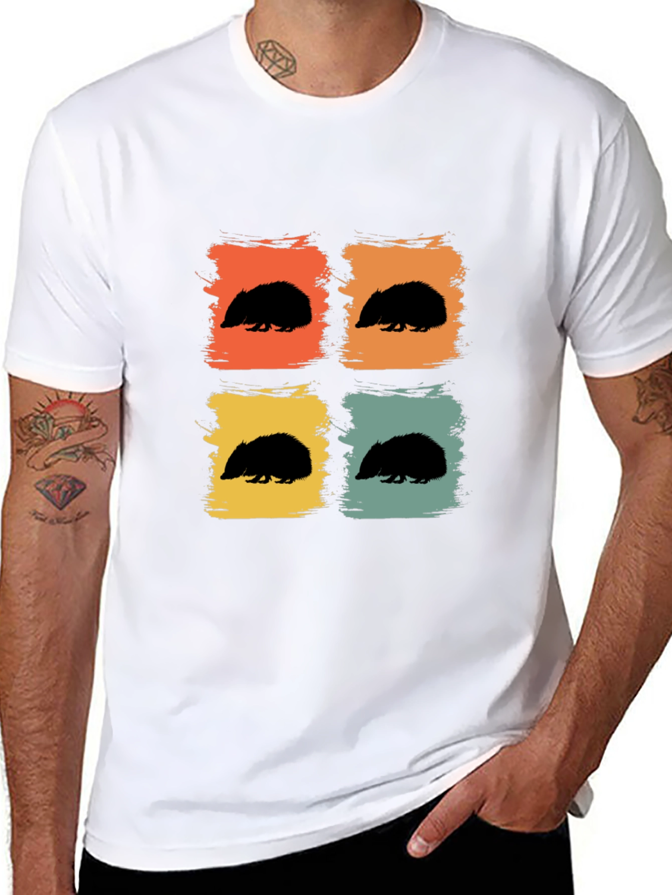 Black Retro Hedgehog Graphic Tee - Black view 8