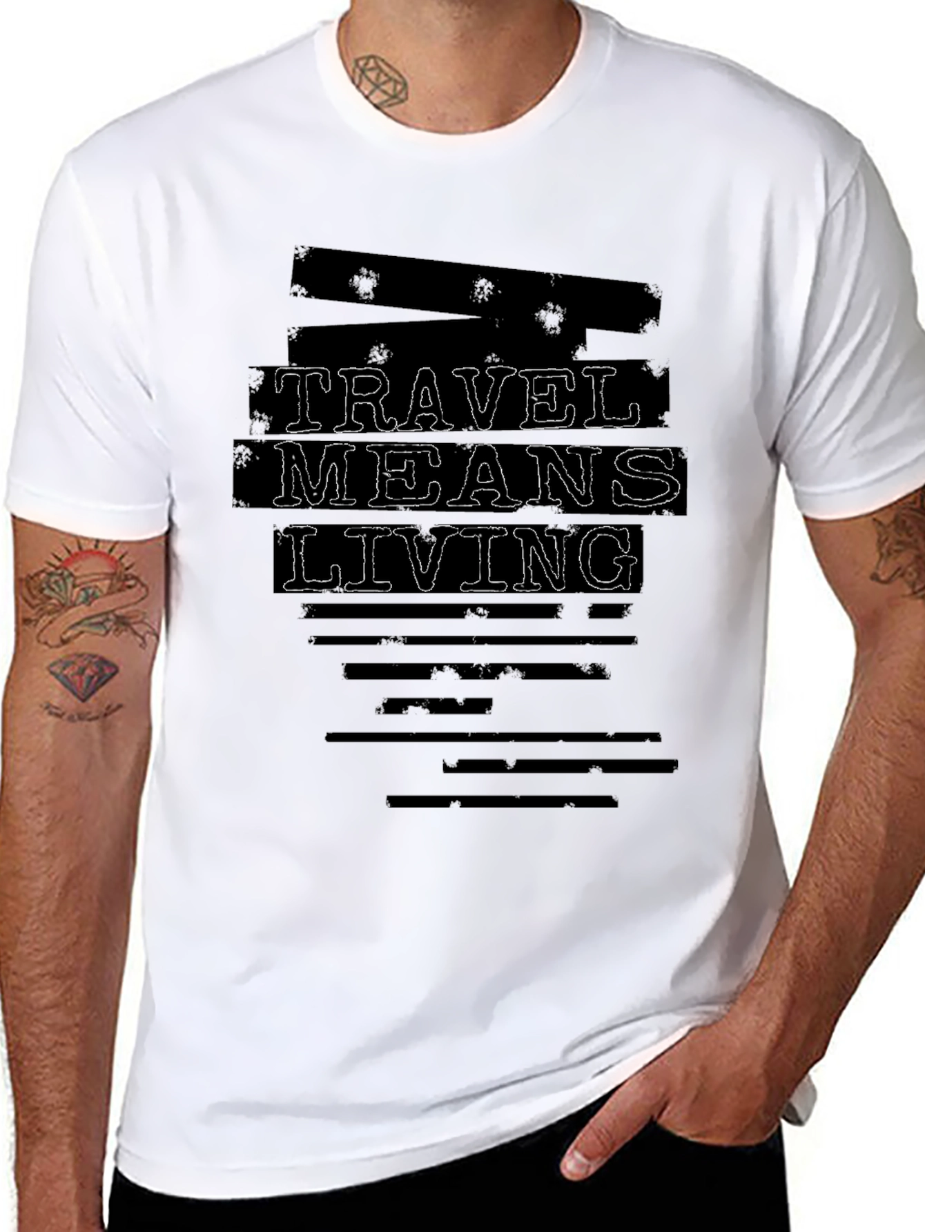 Black Travel Means Living Black Graphic Tee view 8