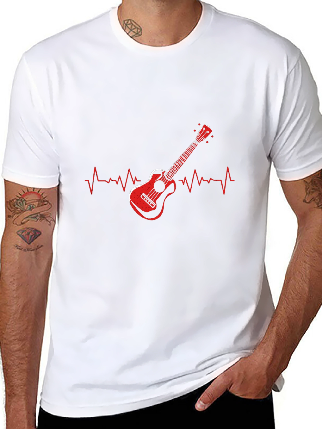 Black Ukulele Heartbeat Graphic Tee - Music Lover Shirt view 8