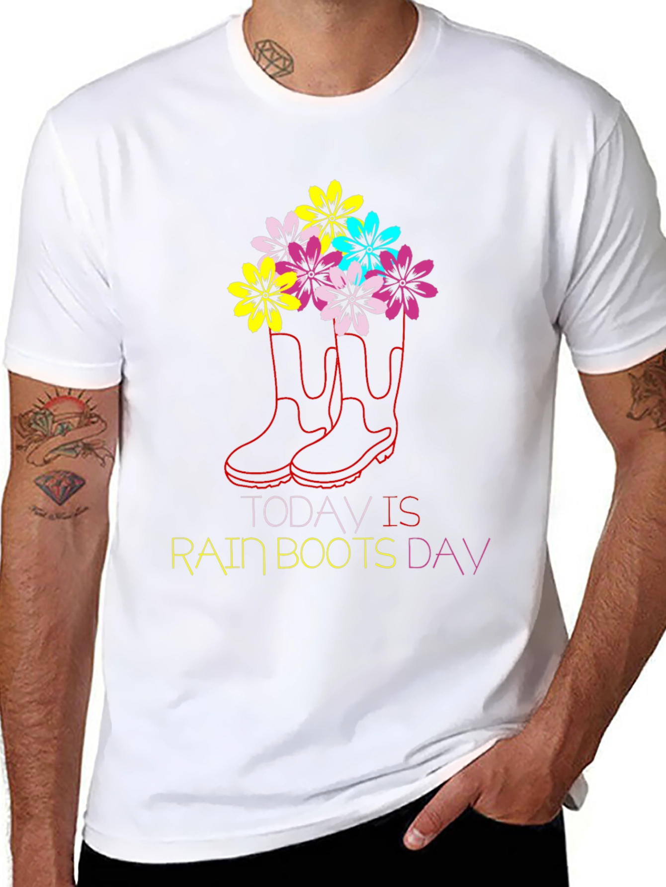 Black Rain Boots Day Graphic T-Shirt view 8