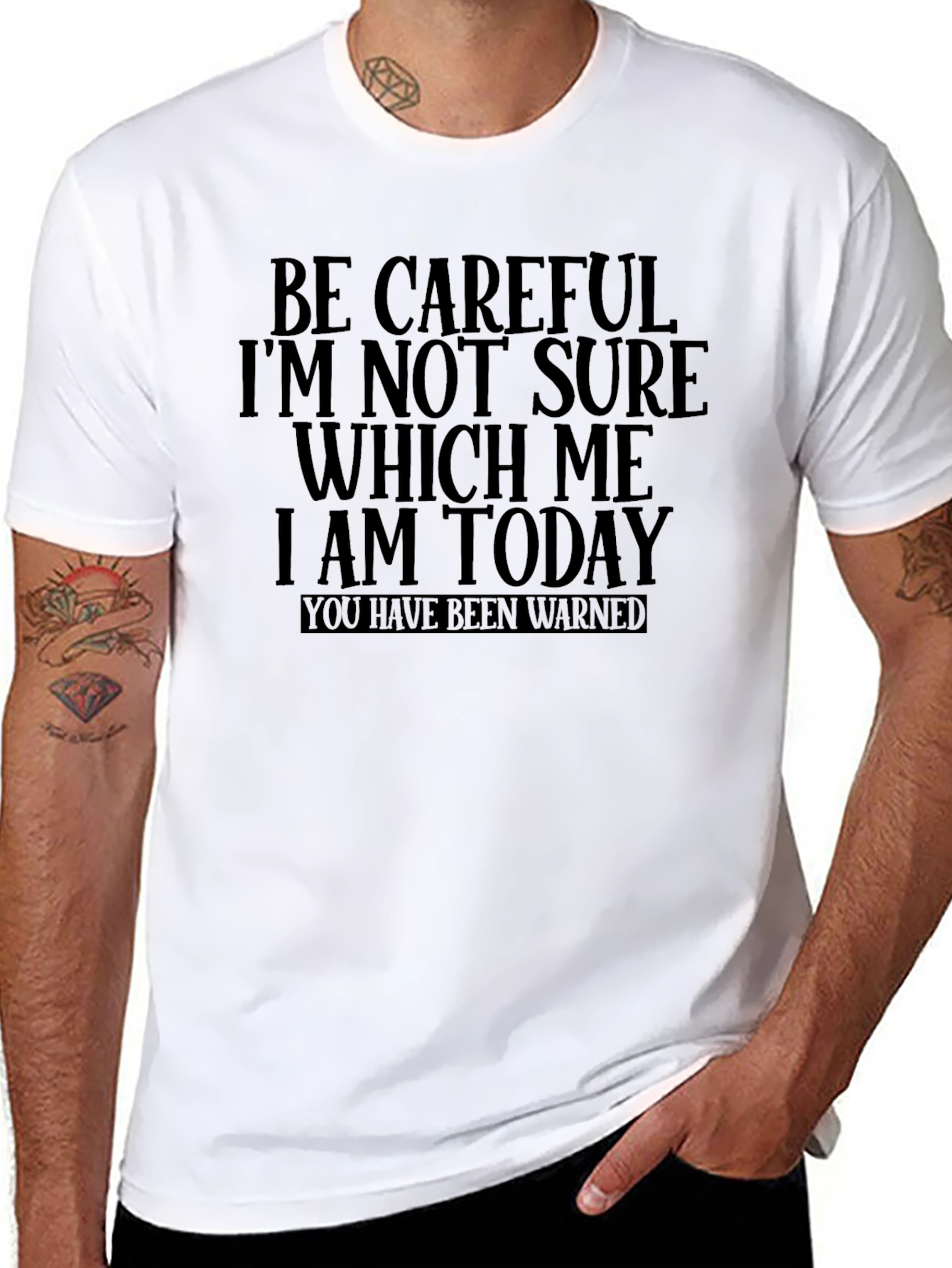 Black Be Careful Which Me T-Shirt - Funny Graphic Tee view 8