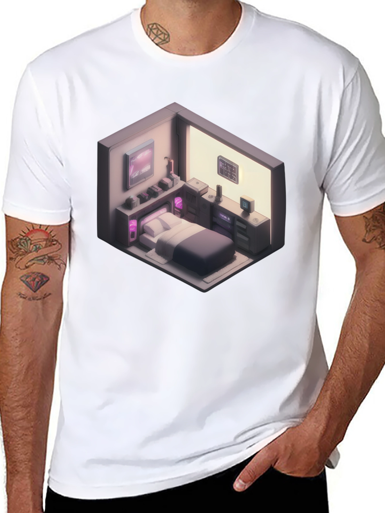 Black Isometric Room Graphic T-Shirt view 8