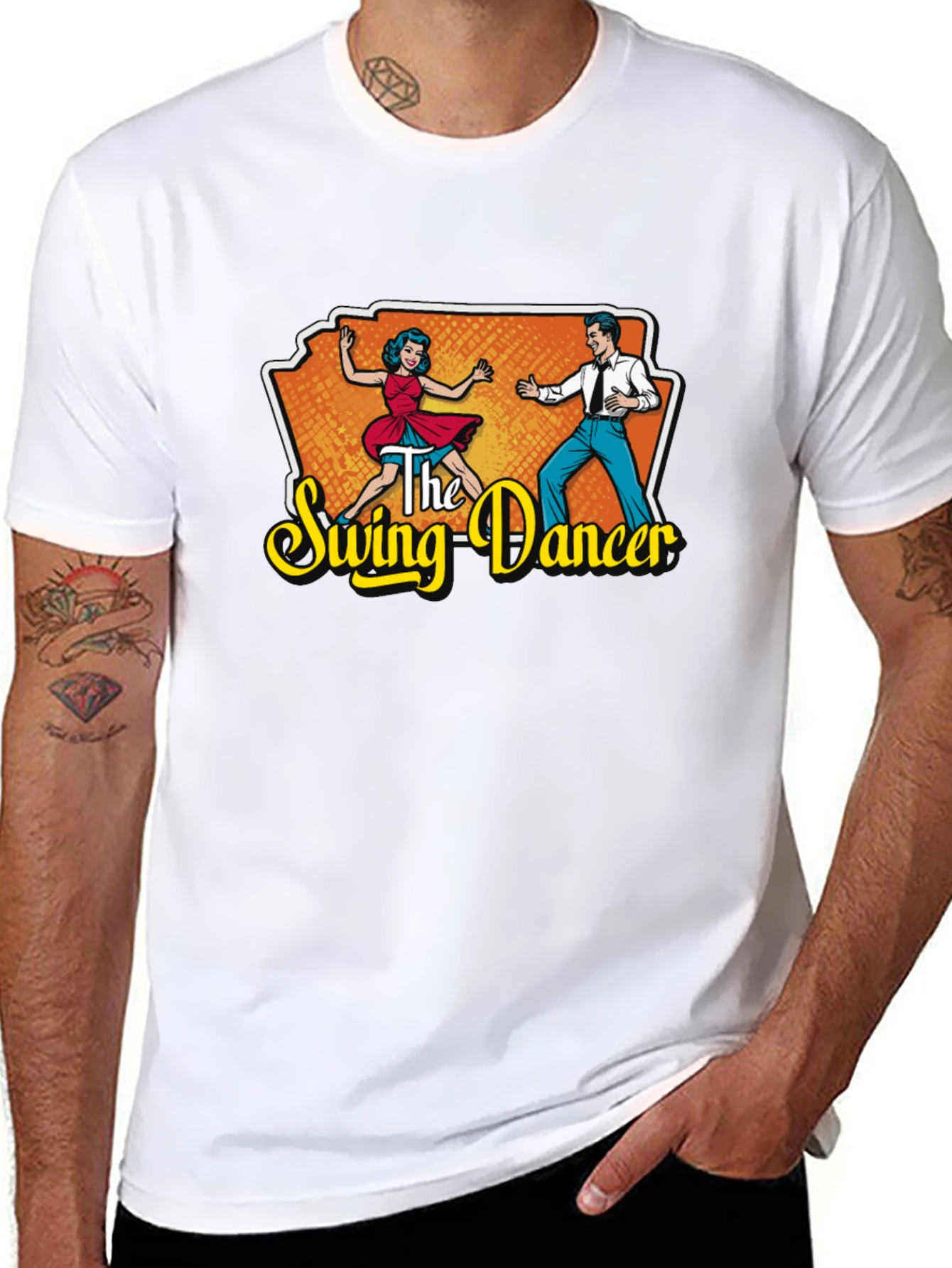 Black Retro Swing Dancer Graphic Tee - Vintage Style T-Shirt view 8