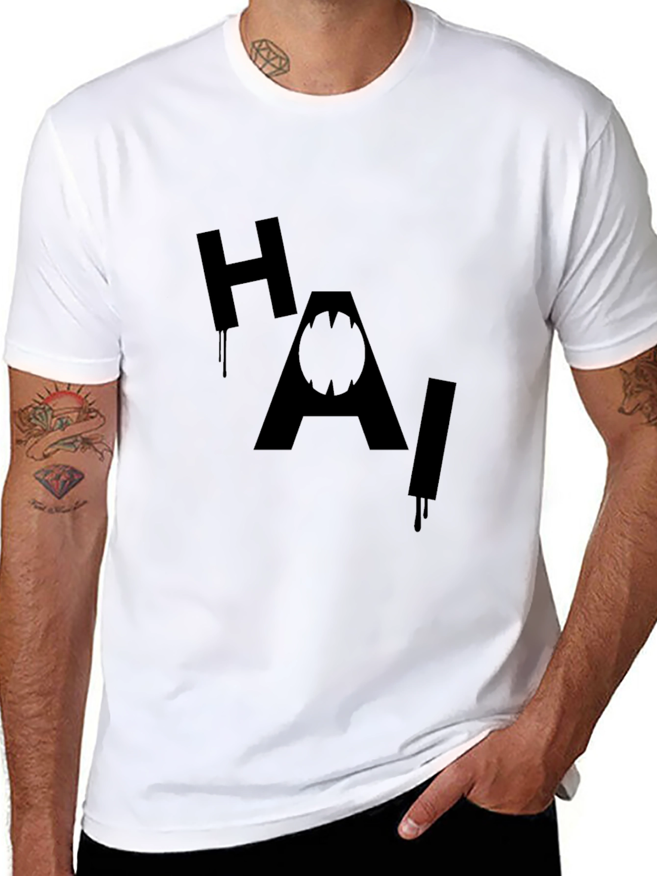 Black HAI Joker Inspired Black T-Shirt view 8