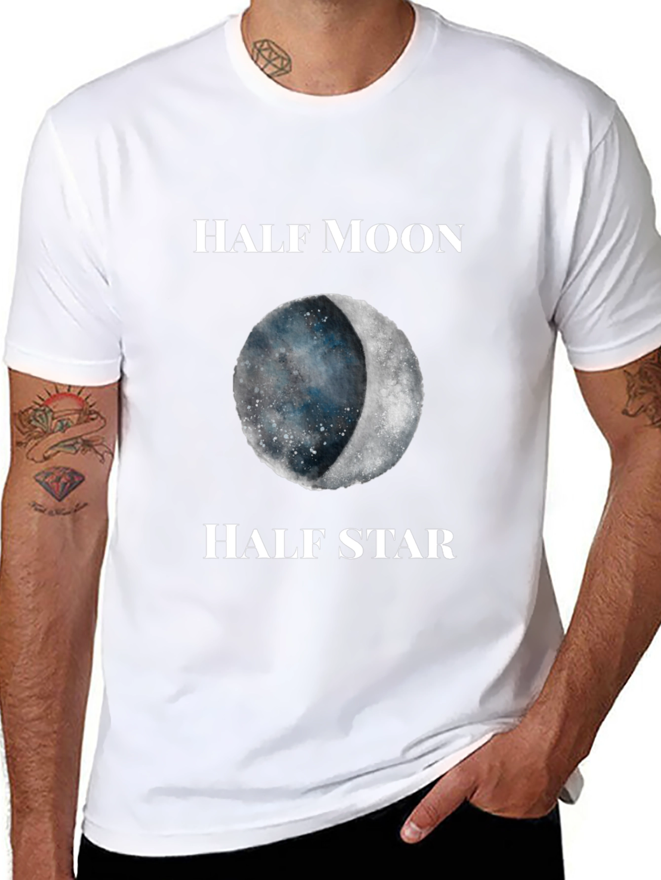 Black Half Moon Half Star Graphic T-Shirt view 8