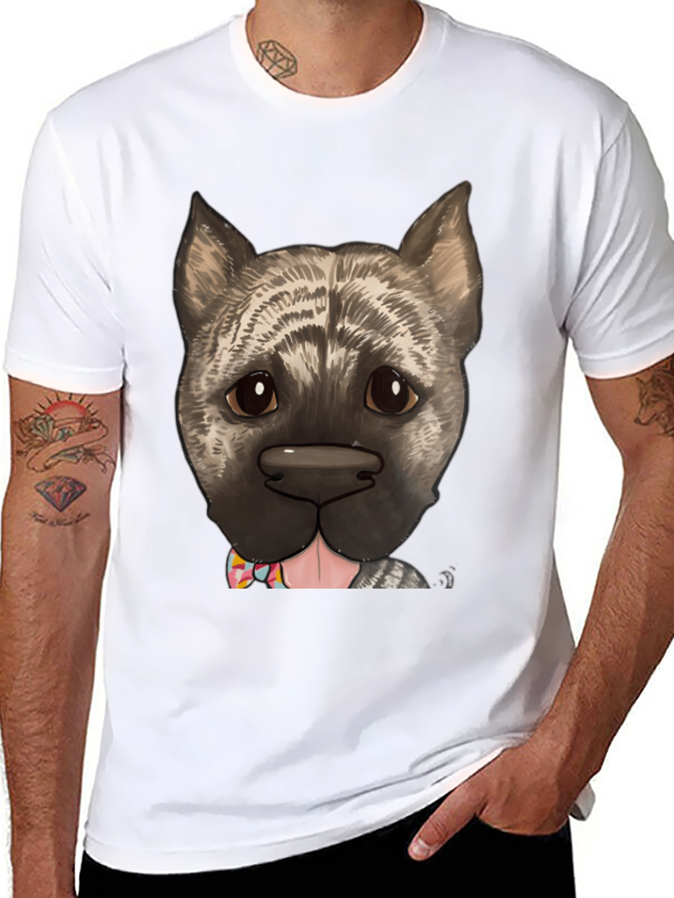 Black Dog With Bow Tie Graphic Tee view 8