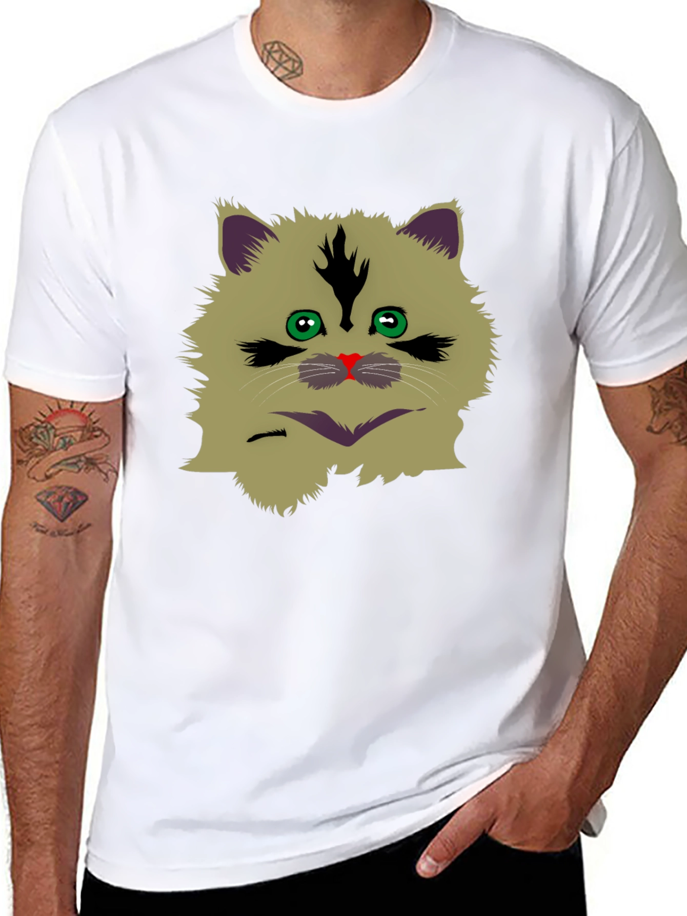 Black Funny Cat Graphic T-Shirt view 8