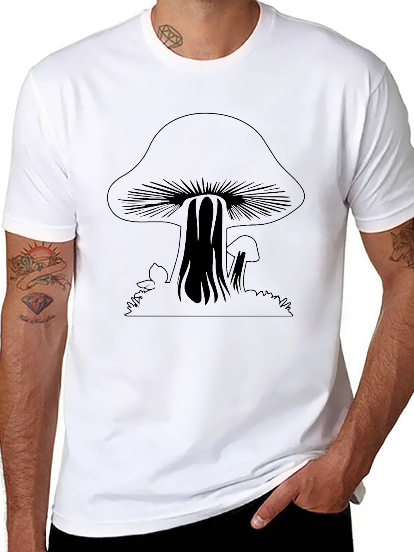 Black Mushroom Graphic Black Tee view 8