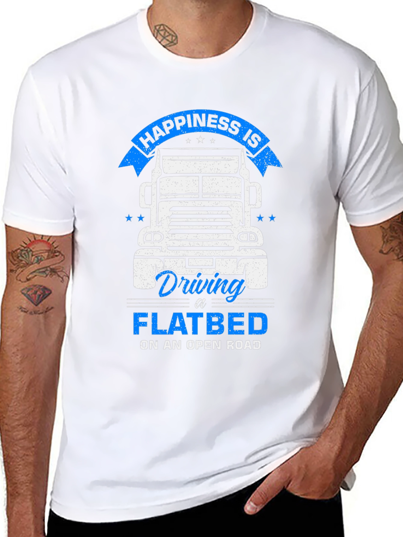 Black Happiness Flatbed Trucker T-Shirt - Open Road Comfort view 8