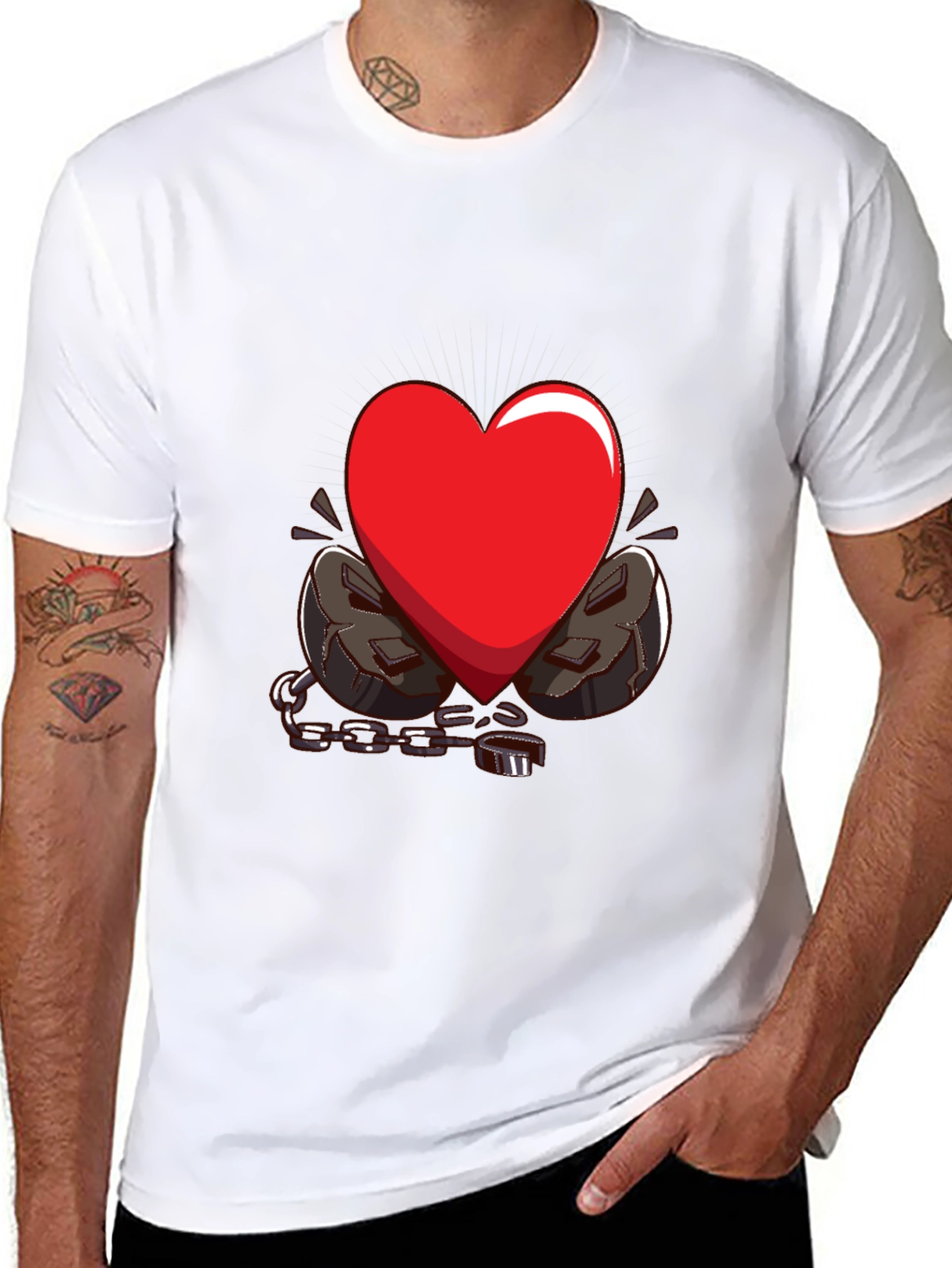 Black Heart in Chains Graphic T-Shirt - Black view 8