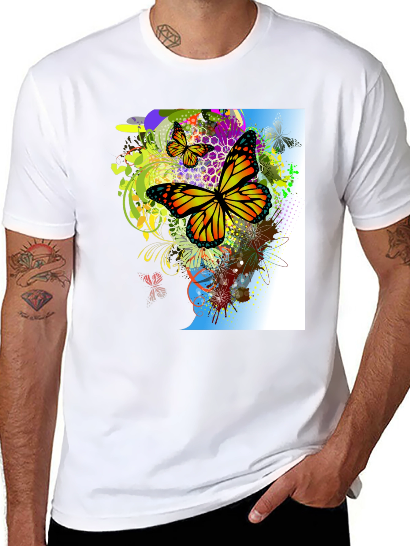 Black Butterfly Graphic Black T-Shirt view 8
