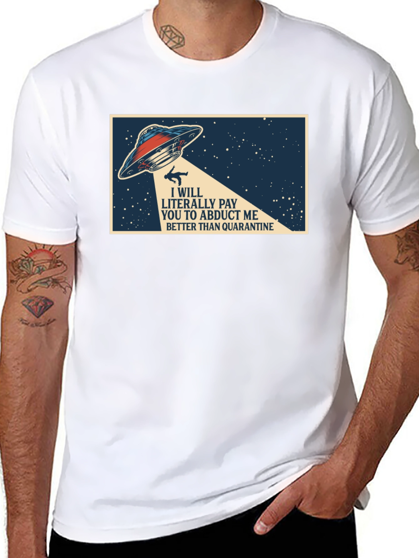 Black Abduction Quarantine T-Shirt - Funny Alien Graphic Tee view 8