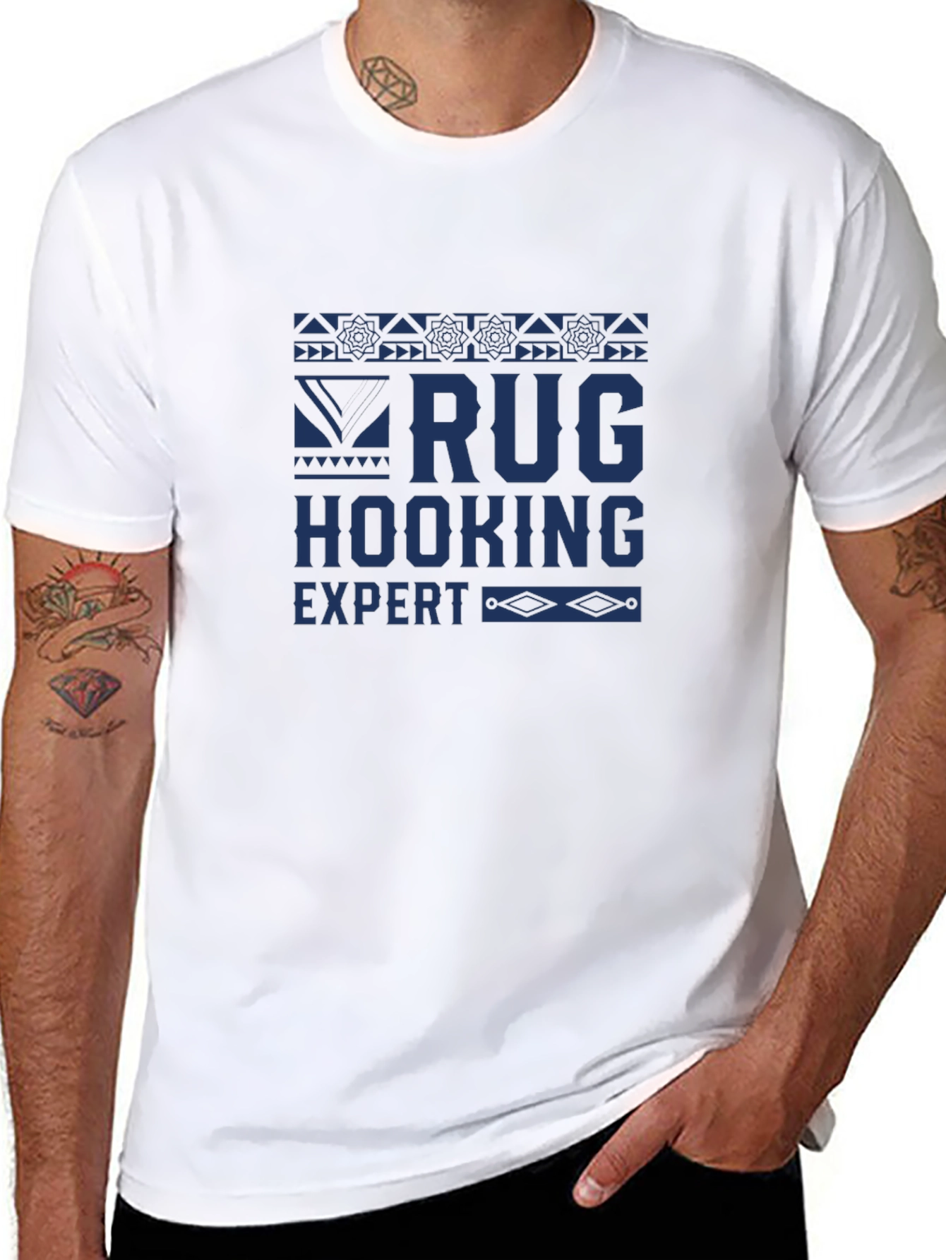 Black Rug Hooking Expert Graphic T-Shirt view 8